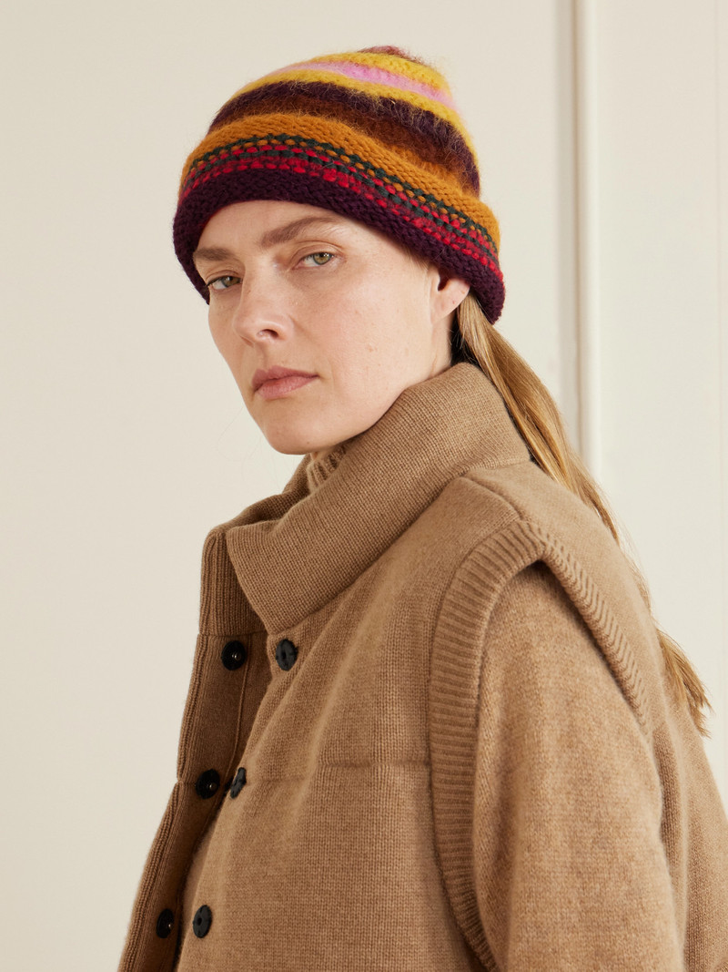 The Elder Statesman Thistle Pacific Striped Alpaca-blend Beanie outlook