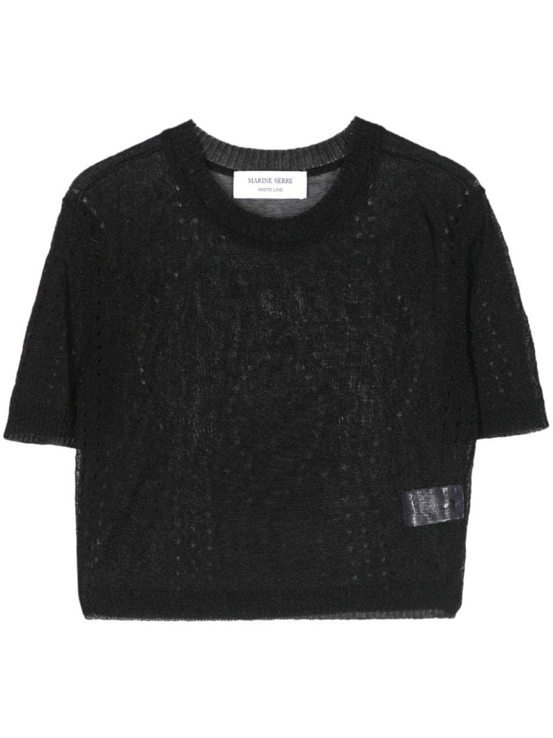 pointelle-knit cropped blouse 1