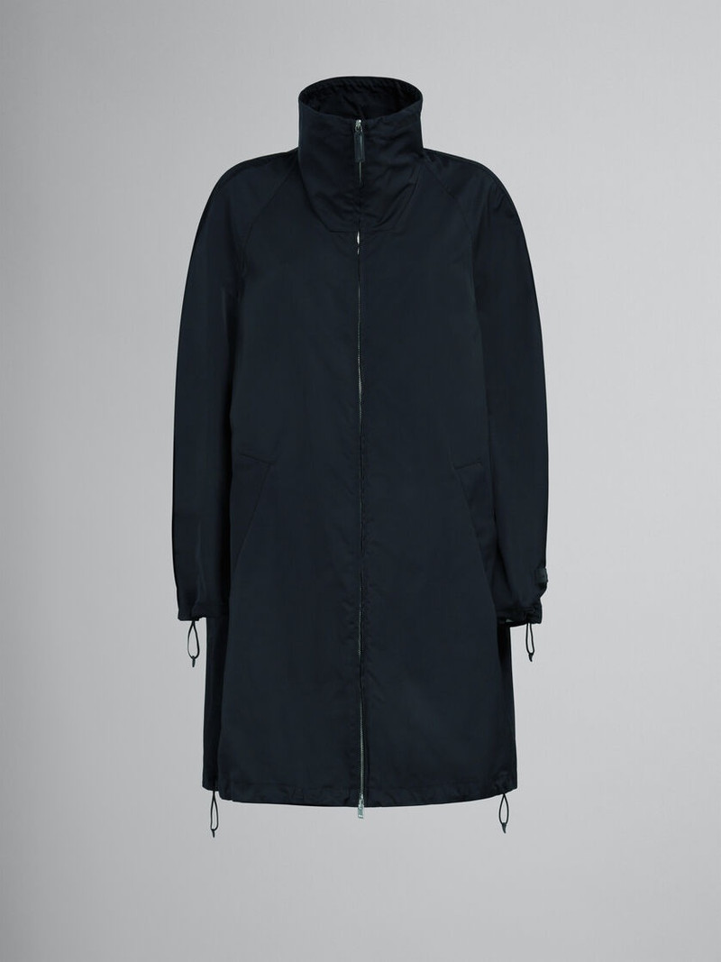 BLACK GATHERED TAFFETA PARKA - 1