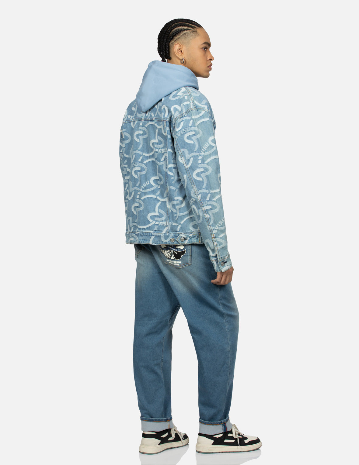 ALLOVER SEAGULL JACQUARD RELAX FIT DENIM JACKET - 4