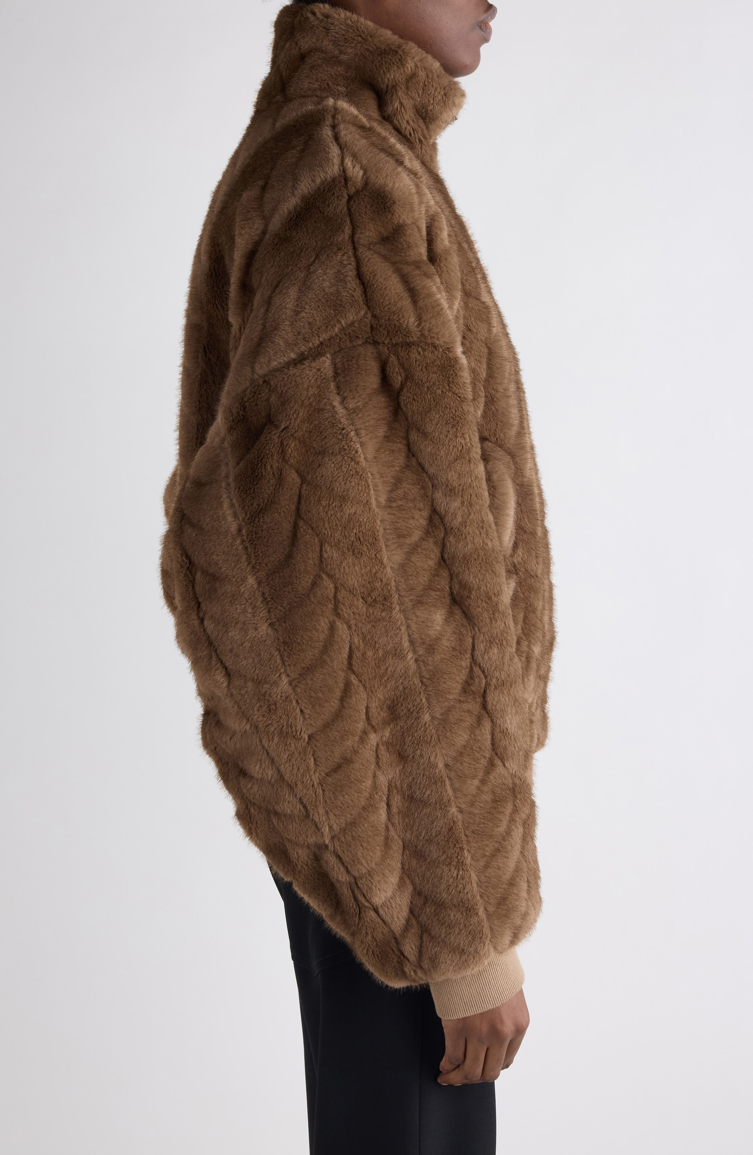 Balenciaga Faux Fur Crop Bomber Jacket in 2135 Brown at Nordstrom - 4