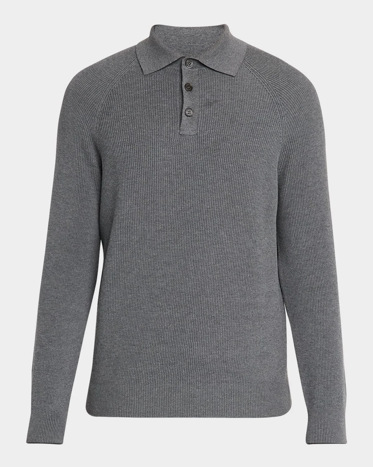 Men's Cotton English Rib Knit Polo Sweater - 1