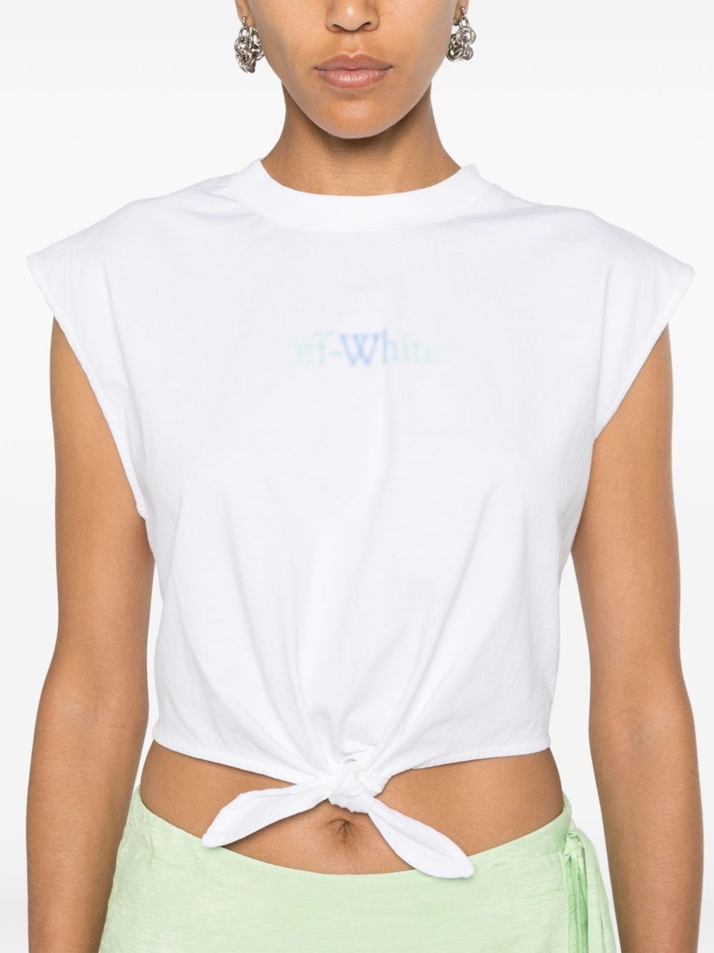 Arrows-motif cotton crop top - 5