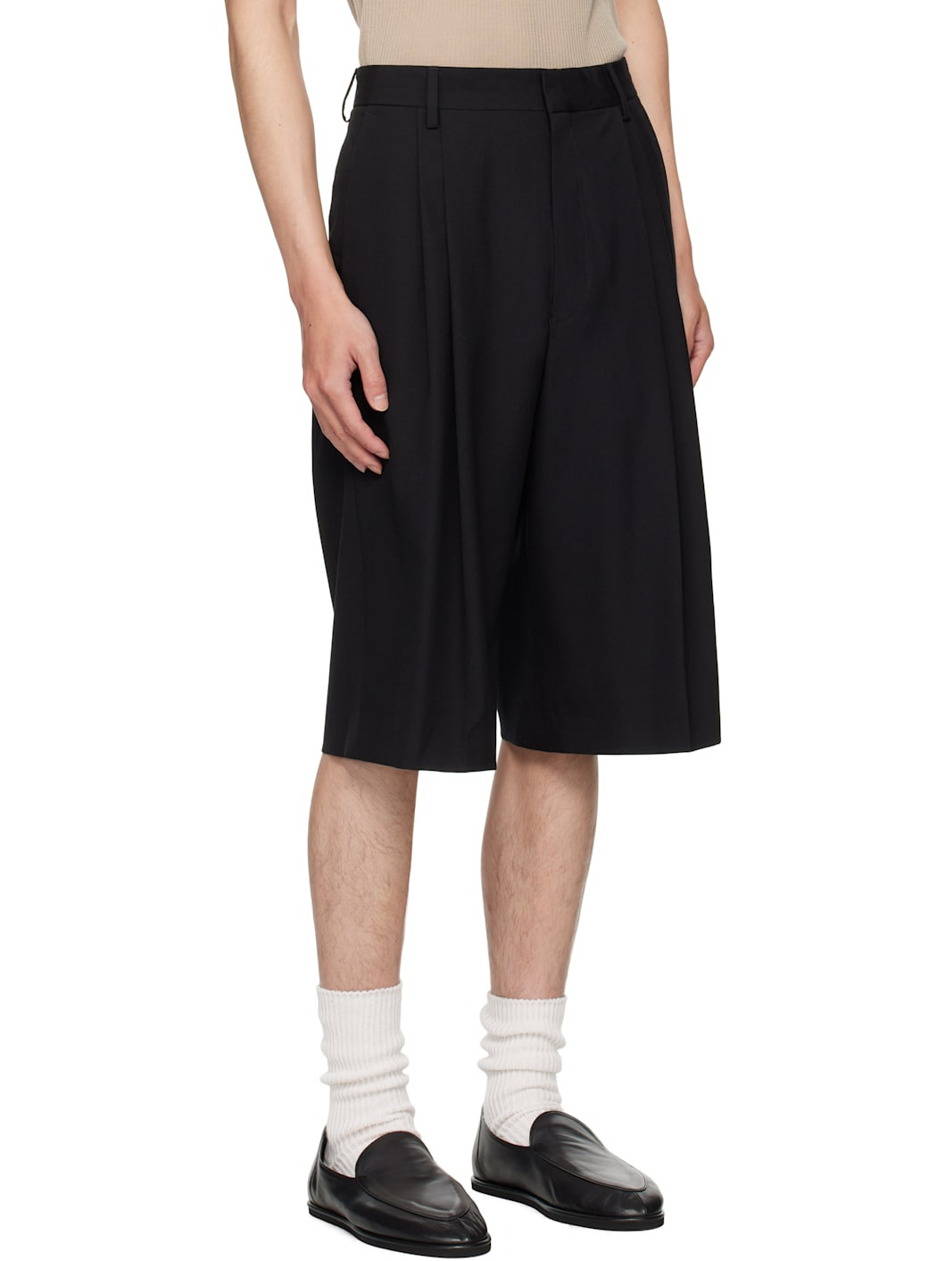 Black Wool Shorts - 2