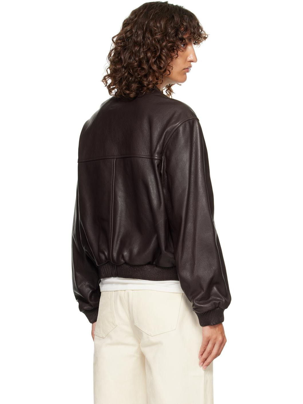 Brown Marlow Leather Bomber Jacket - 3