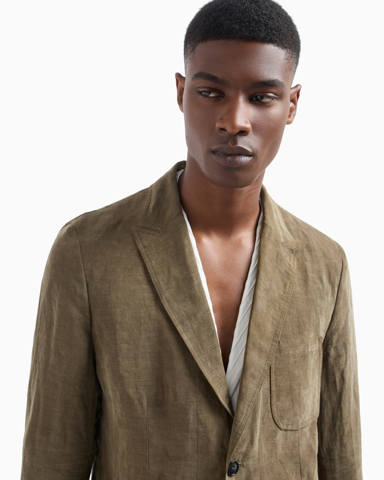 LYOCELL AND LINEN SINGLE-BREASTED JACKET - 5
