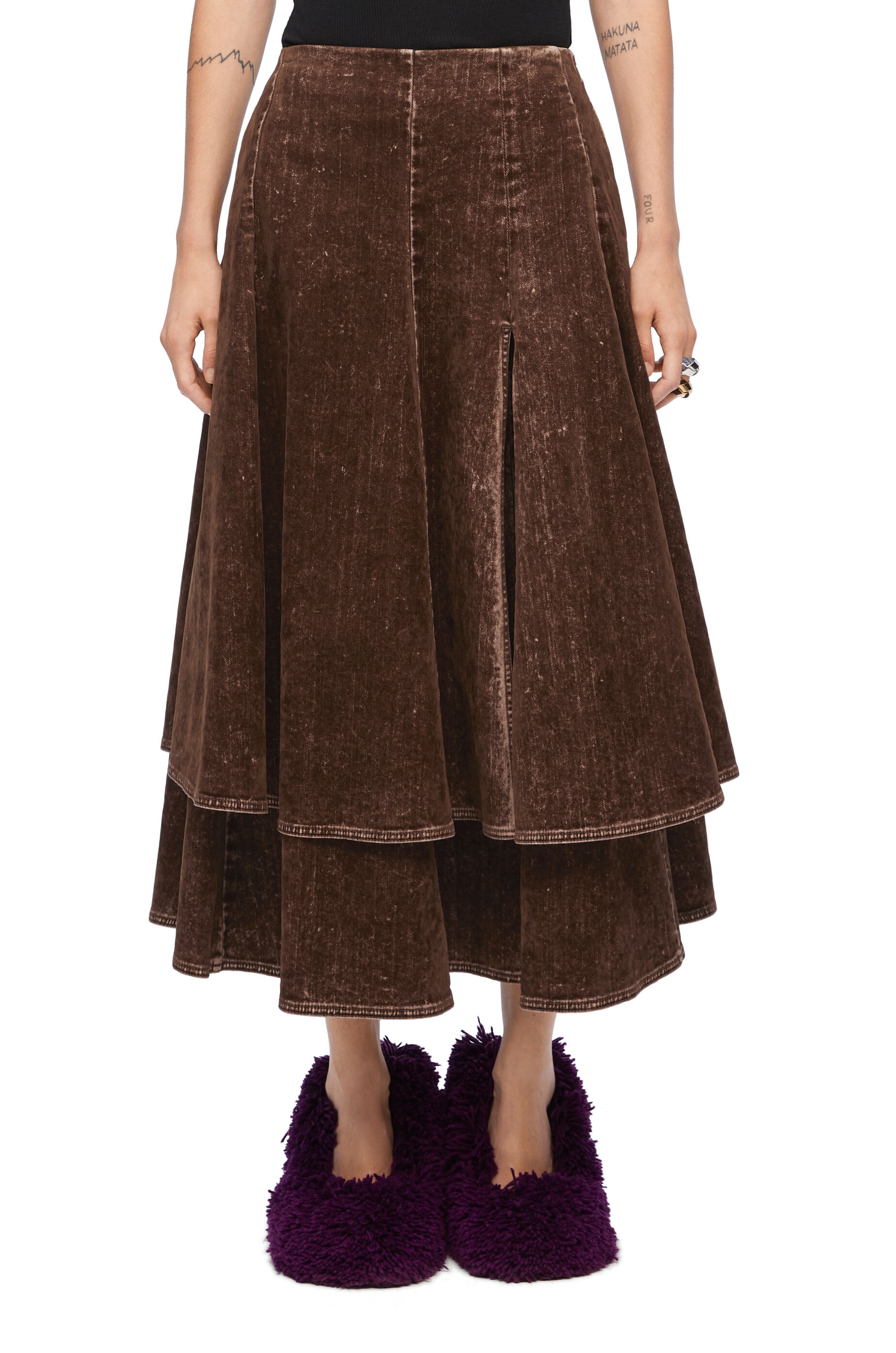 Double layer skirt in denim - 3