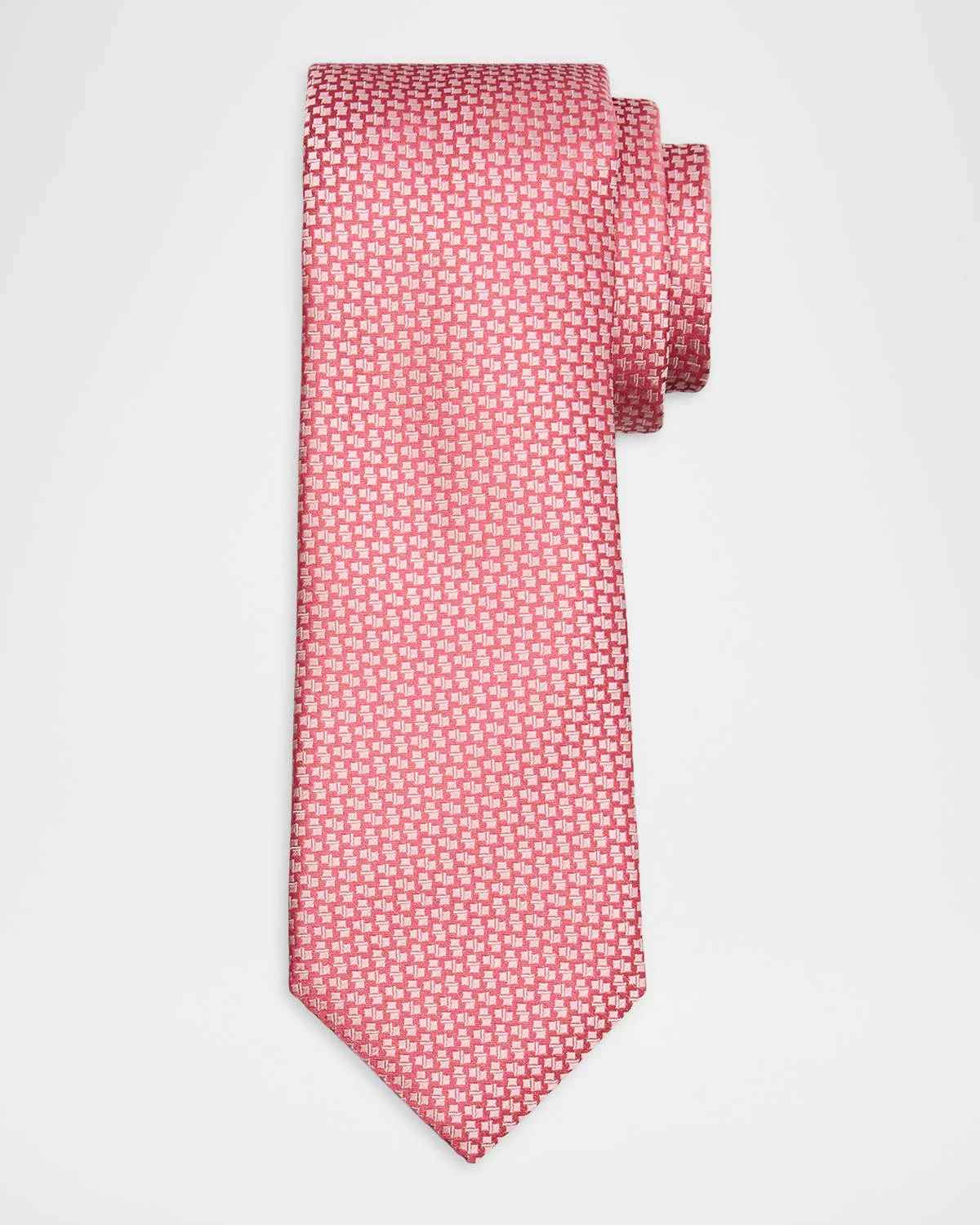 Men's Tonal Geometric Jacquard Silk Tie - 1