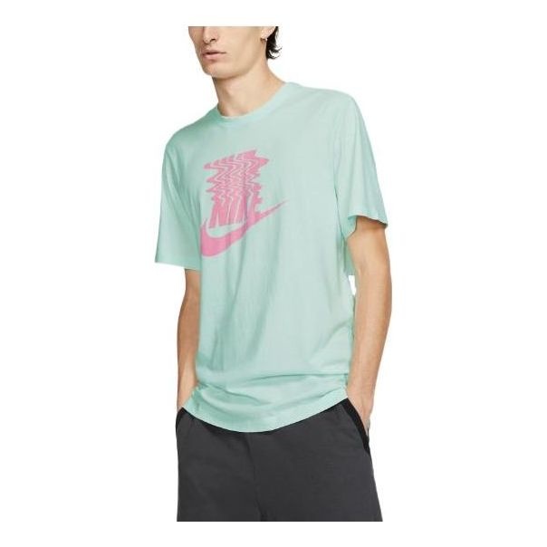 Men's Nike Sportswear Large Logo Pattern Printing Round Neck Sports Short Sleeve Green T-Shirt BQ126 - 1