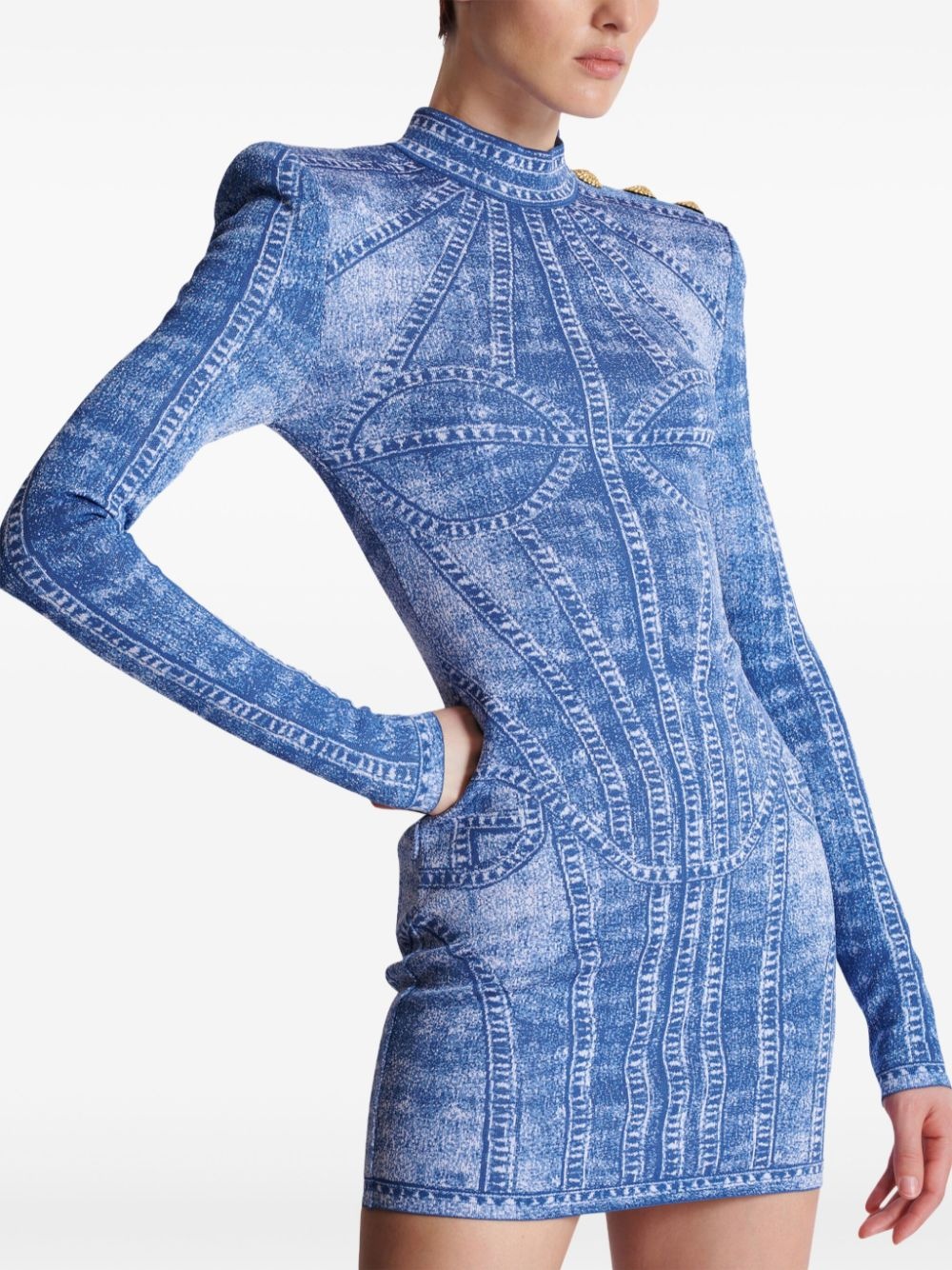 knitted jacquard mini dress - 6