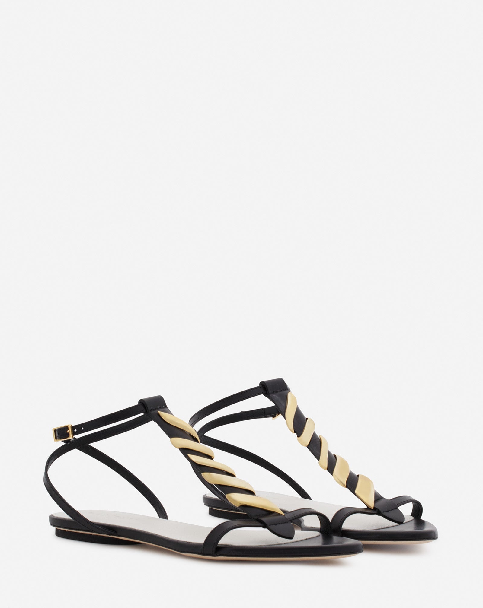 MELODIE RIBBON FLAT LEATHER SANDALS - 2