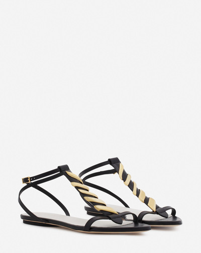 Lanvin MELODIE RIBBON FLAT LEATHER SANDALS outlook