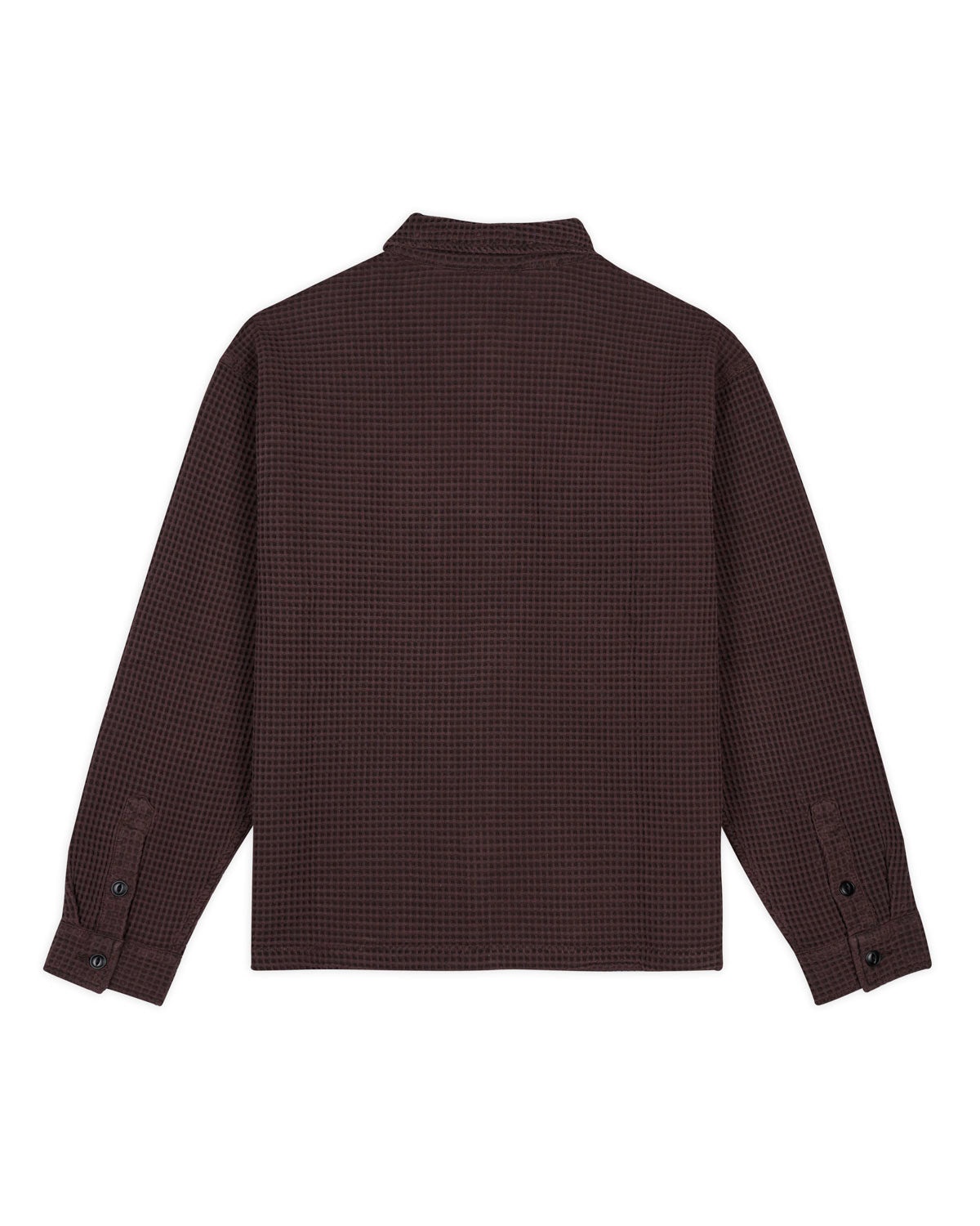 Waffle Button Front Shirt - Chocolate - 2