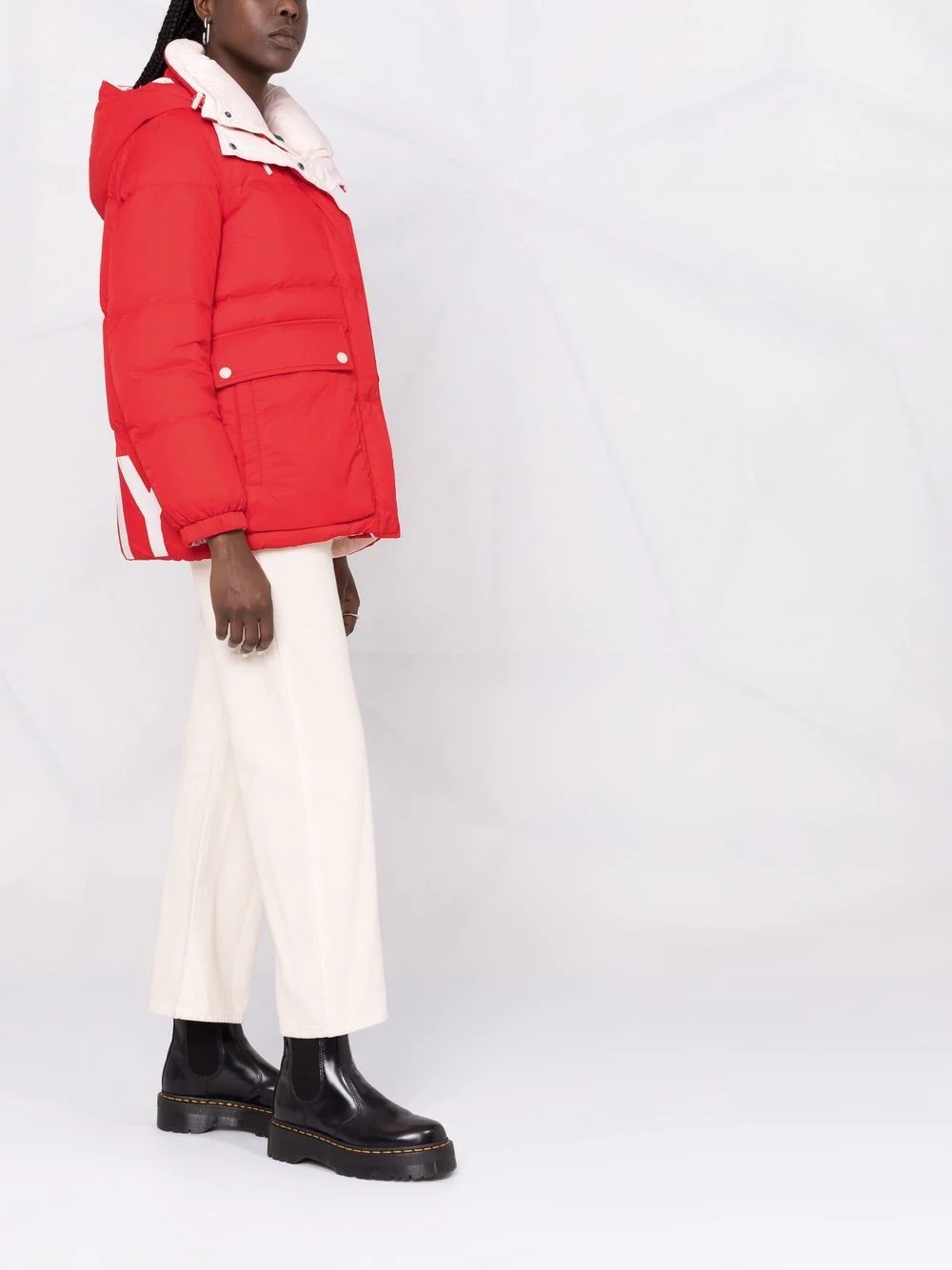 logo-print padded coat - 4