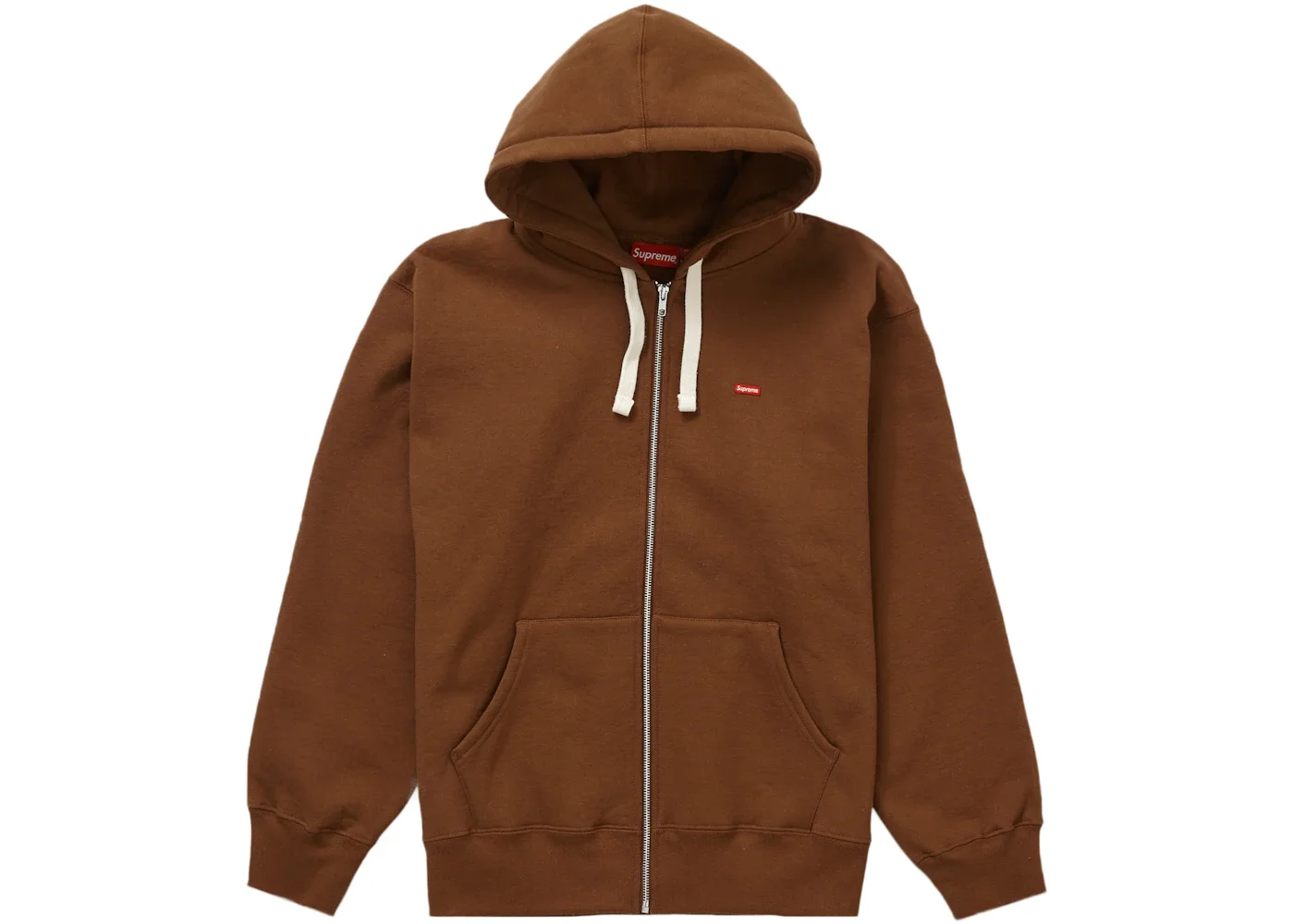 Supreme Small Box Drawcord Zip Up Hooded Sweatshirt Brown - 1