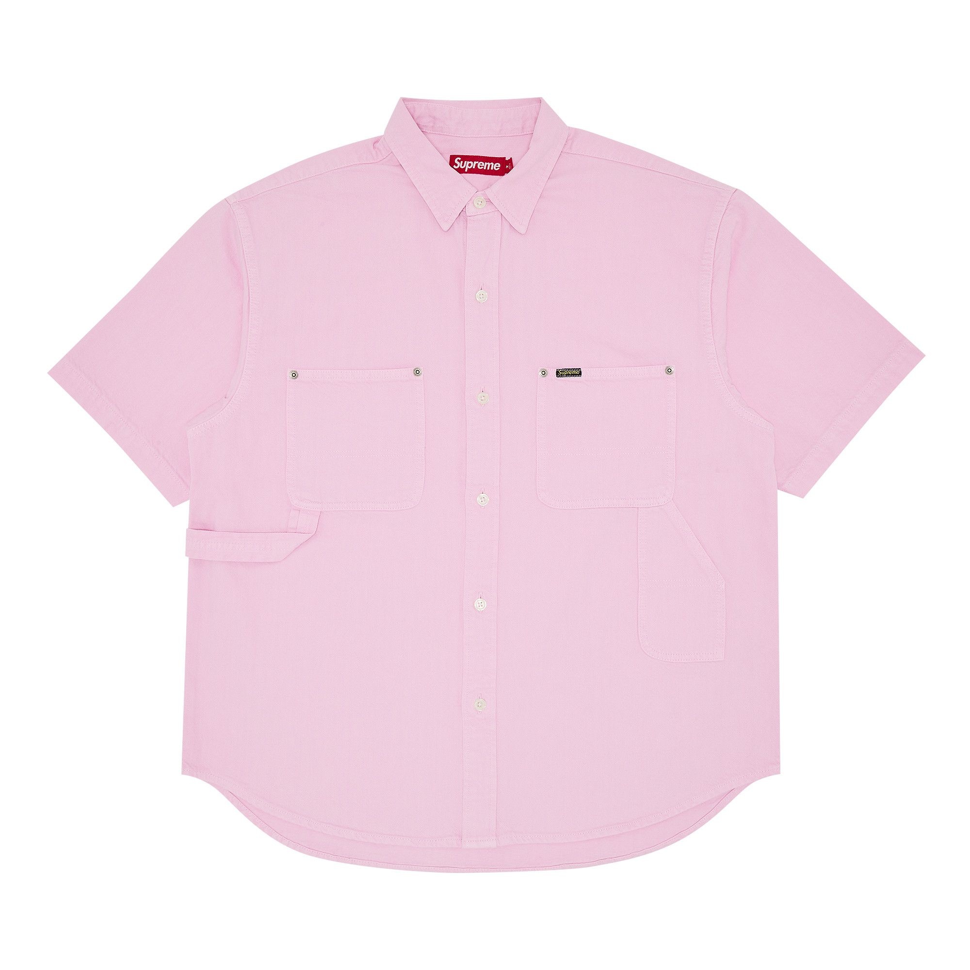 Supreme Loose Fit Short-Sleeve Denim Painter Shirt 'Pink' - 1