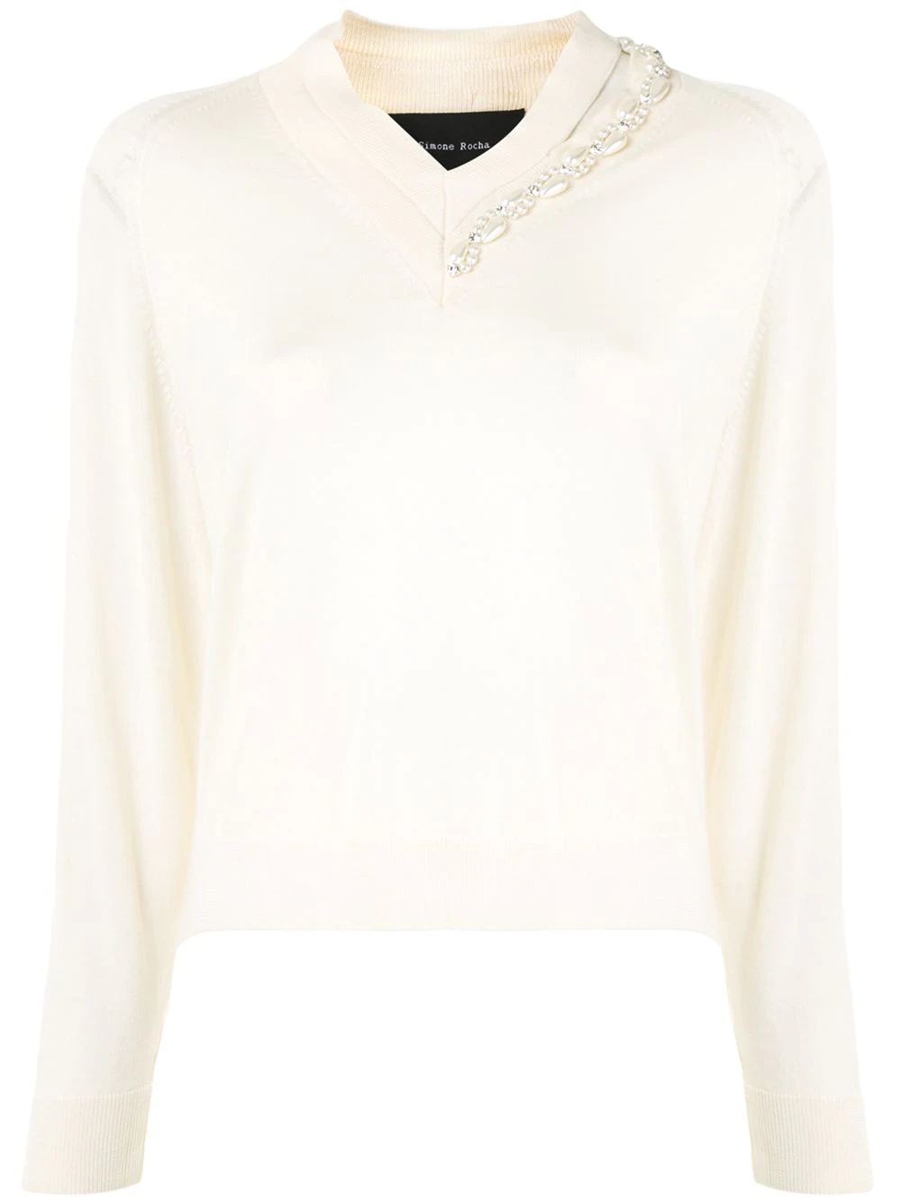 faux-pearl detail knit jumper - 1