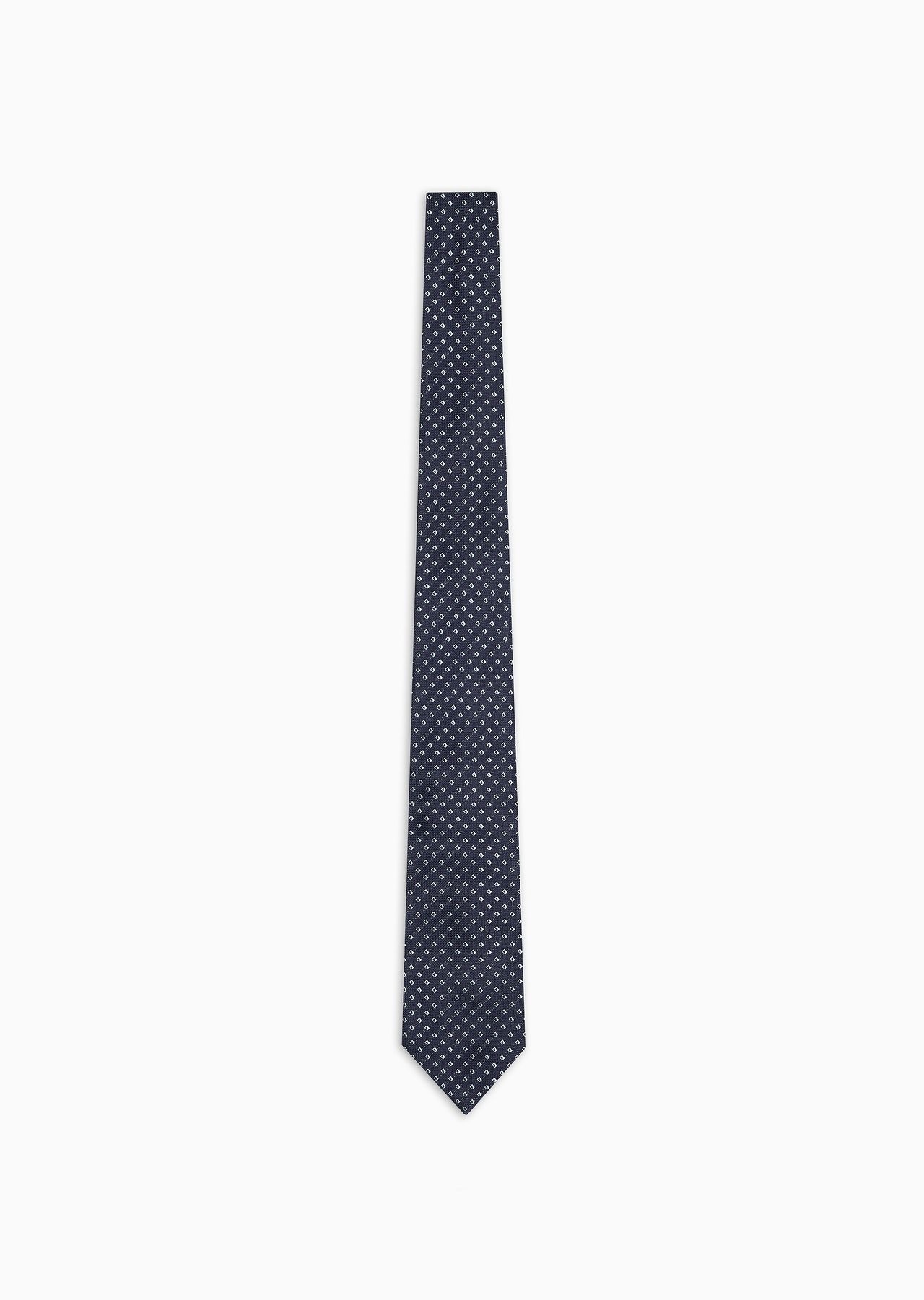 Pure silk tie with jacquard micro-check - 1