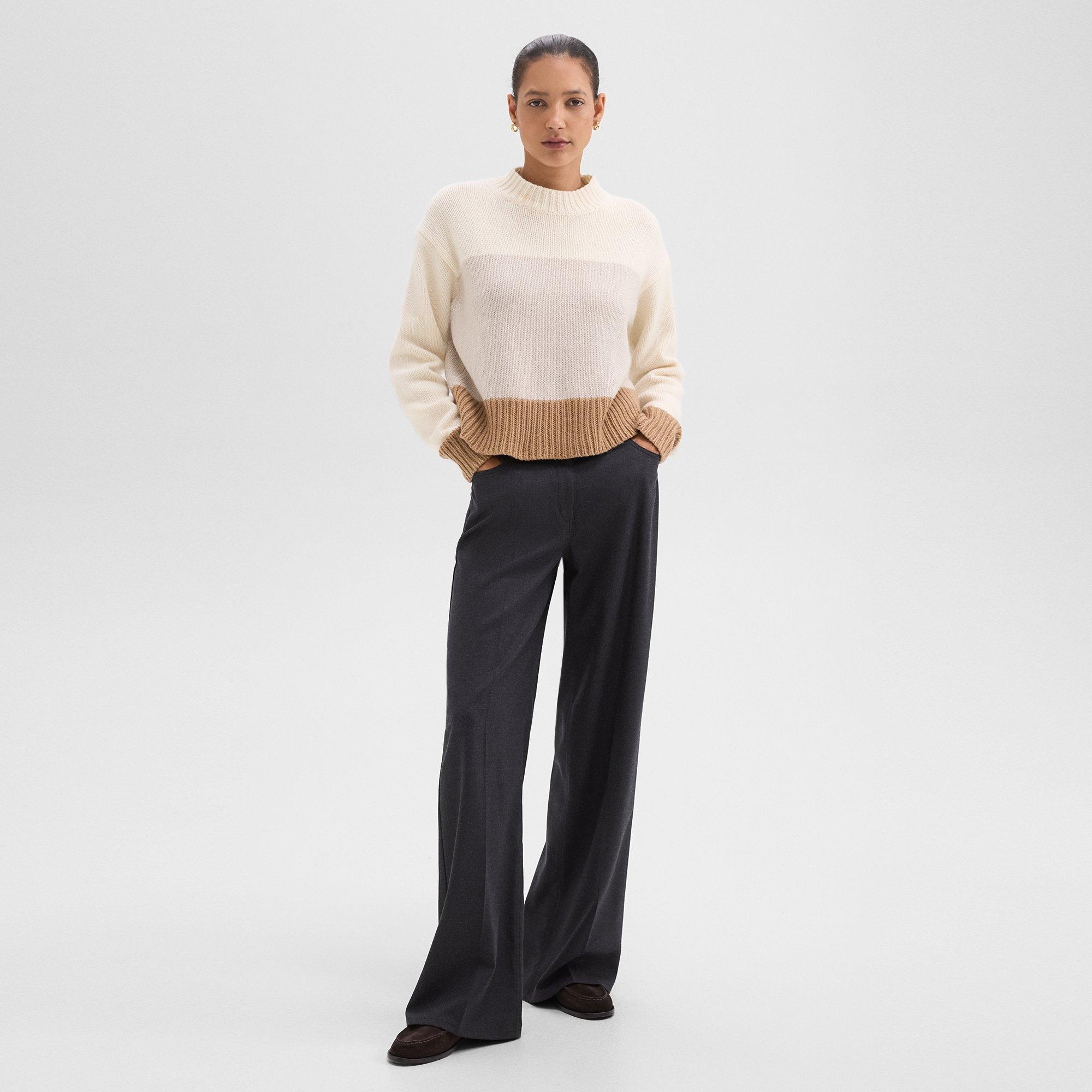 Colorblock Sweater in Felted Wool-Cashmere - 6