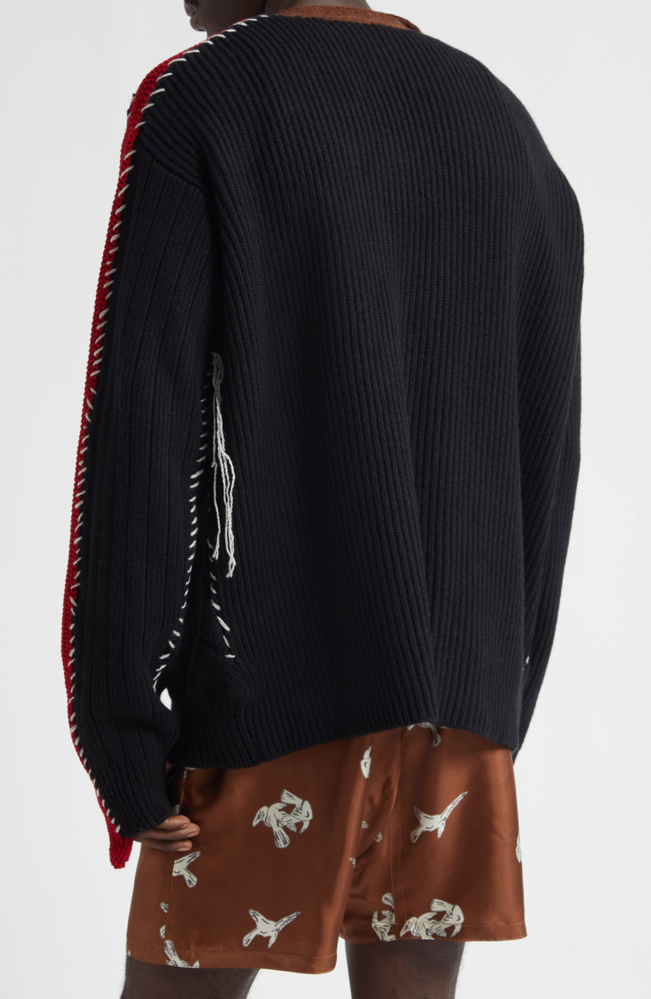 Marni Mended Colorblock Cardigan in Black at Nordstrom - 3