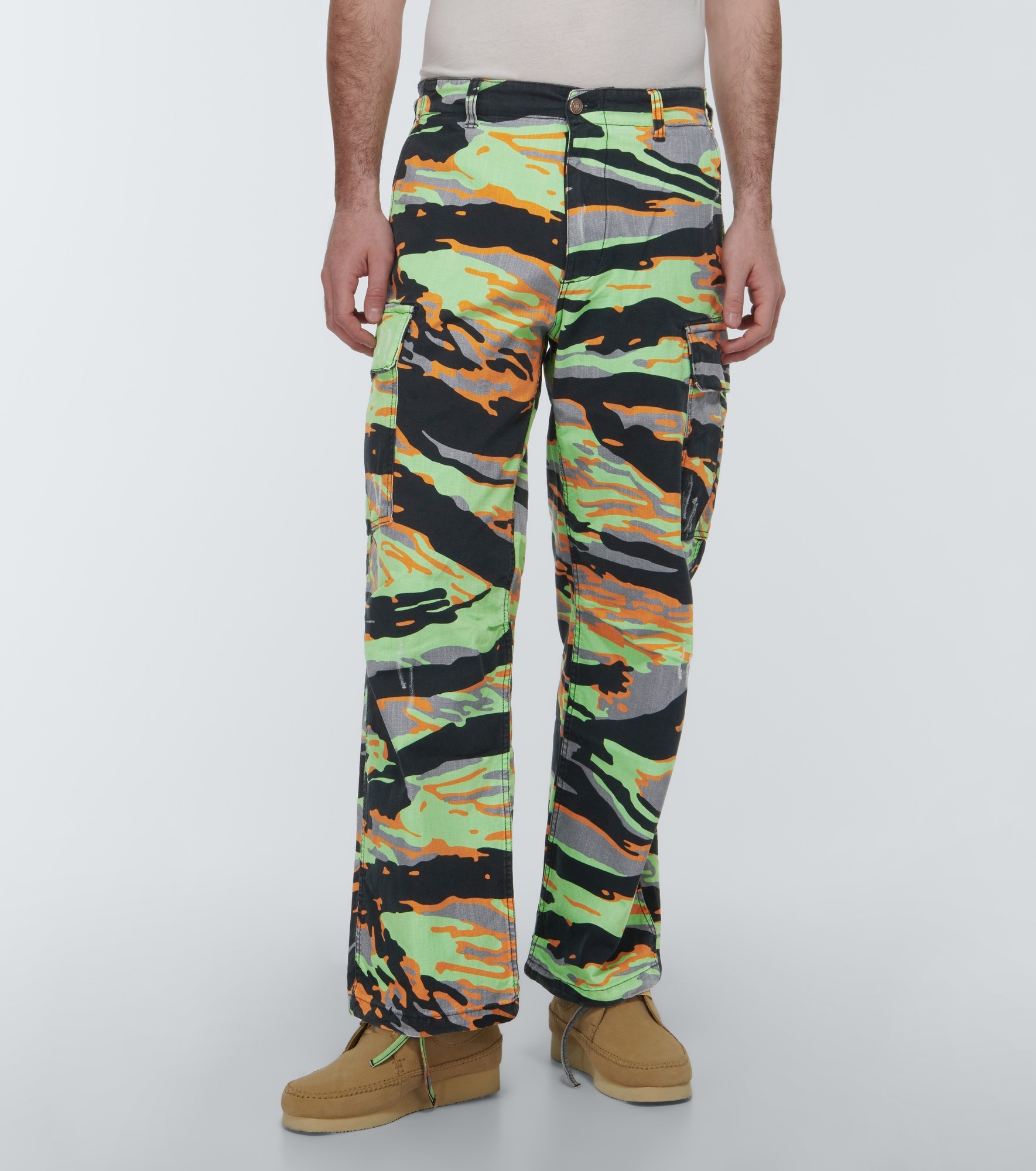 Printed cotton cargo pants - 3