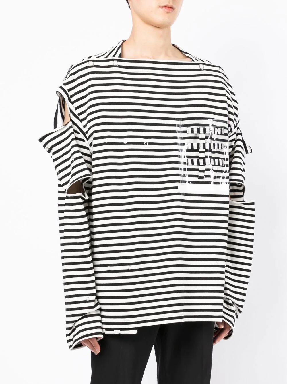 stripe-print cut-out T-shirt - 3