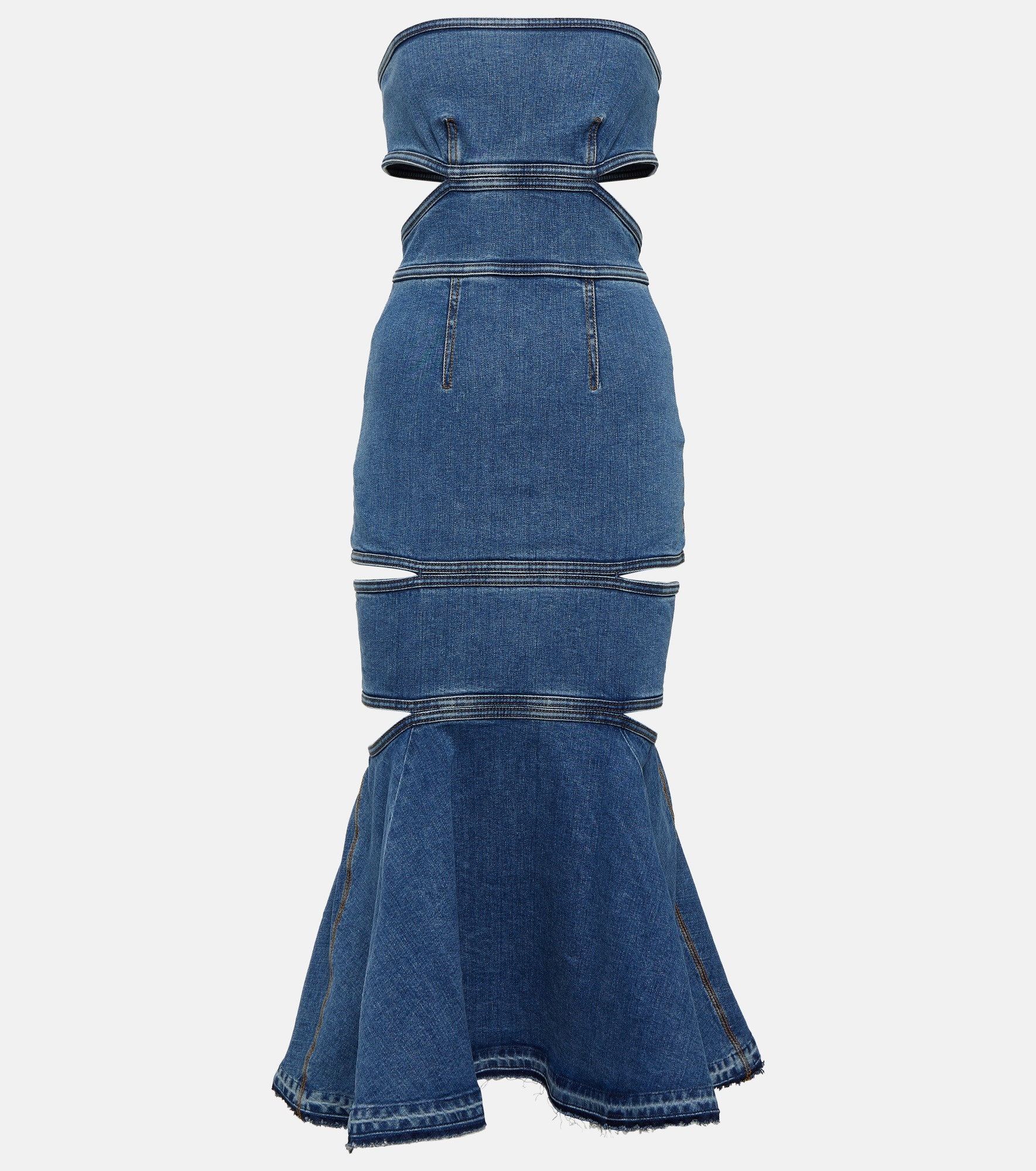 Alexander McQueen Cutout denim midi dress mytheresa REVERSIBLE