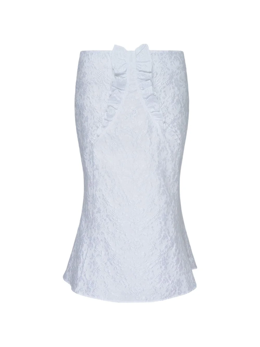 ruffled floral-jacquard midi skirt - 1