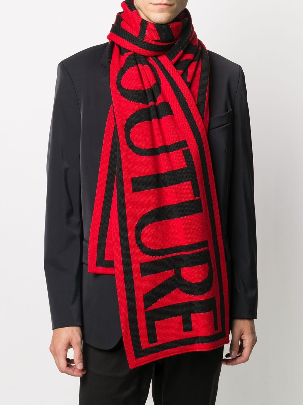 intarsia logo knit scarf - 2