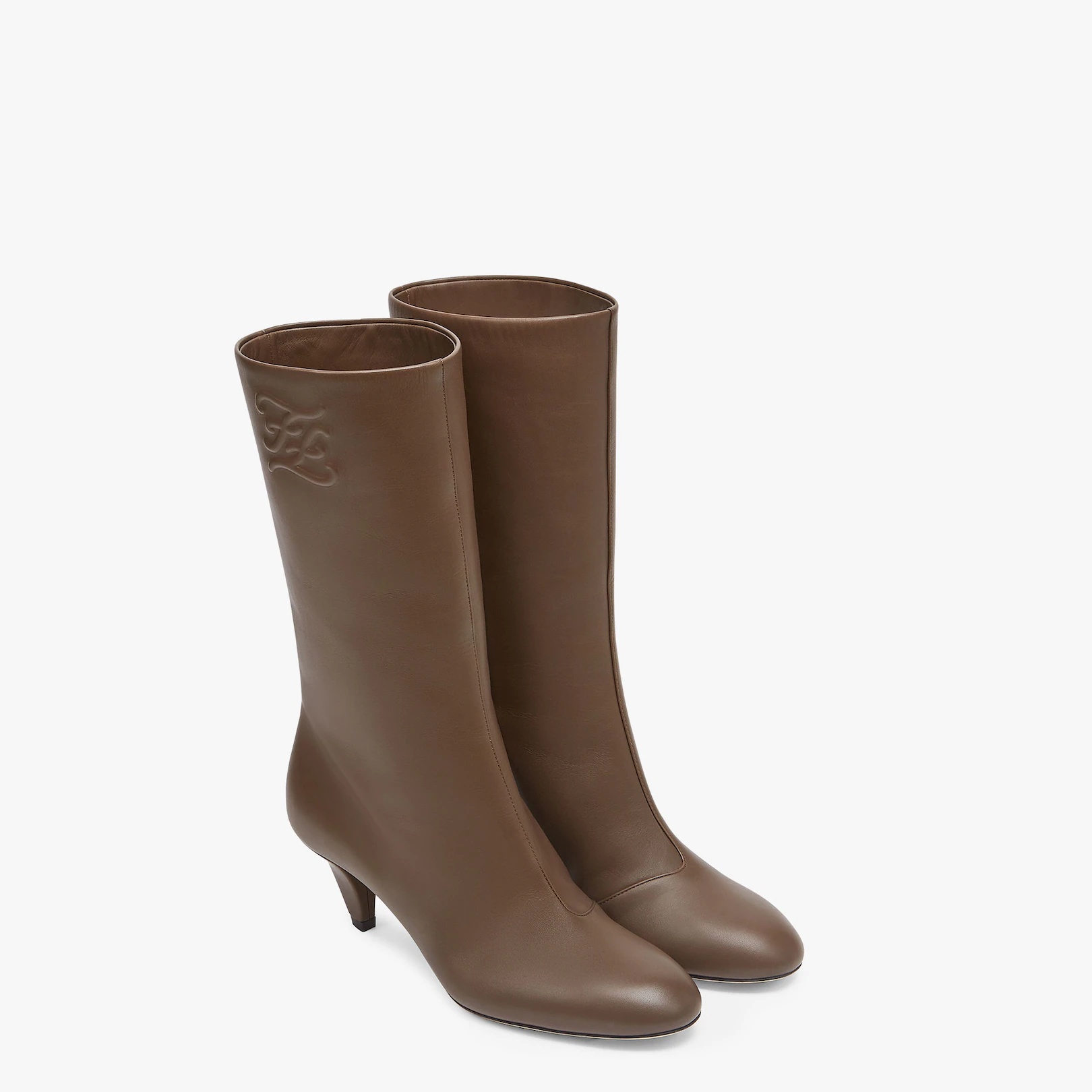 Brown leather boots with medium heel - 4
