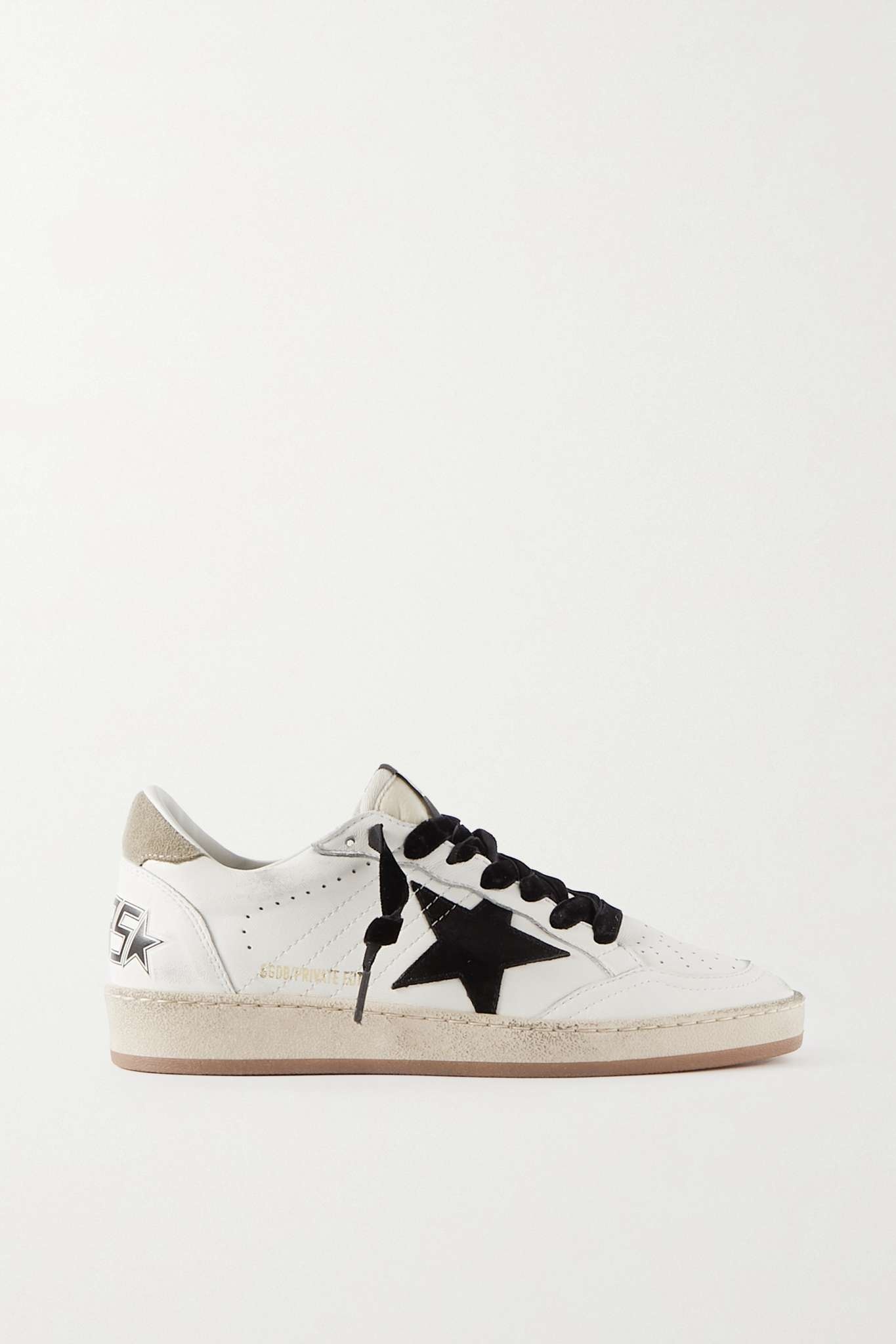 Ball Star distressed metallic leather and canvas sneakers - 1