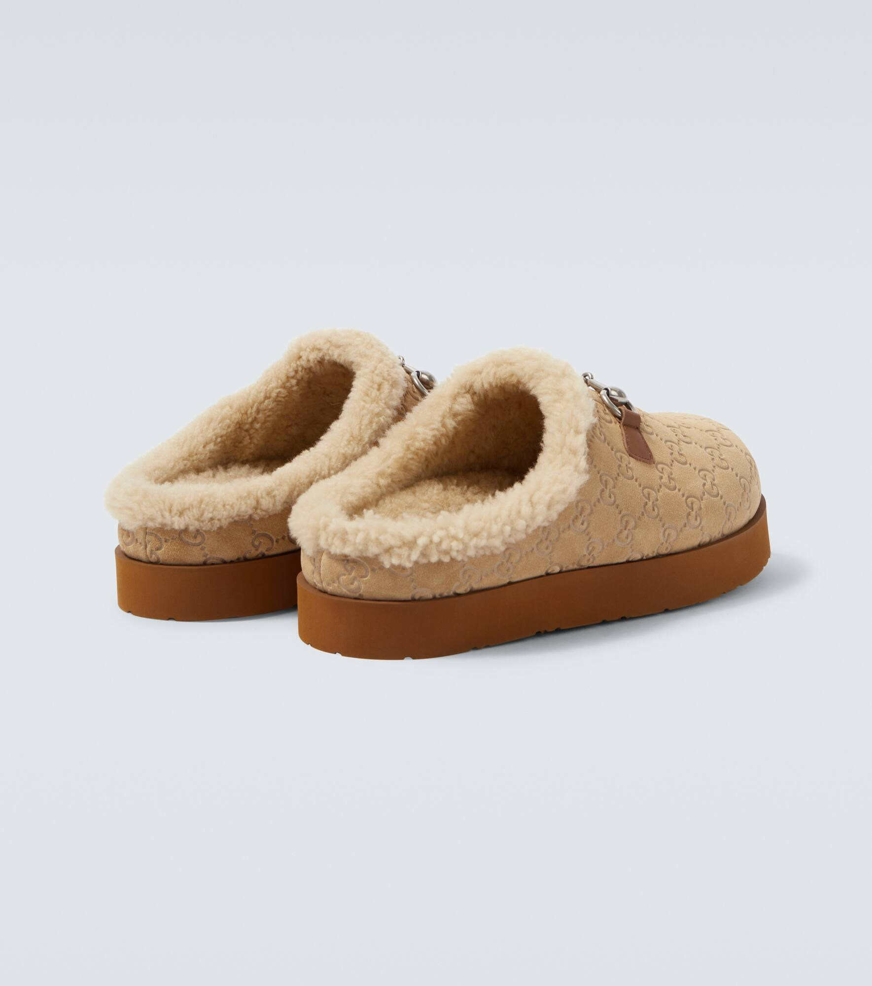 GG shearling-trimmed suede mules - 6