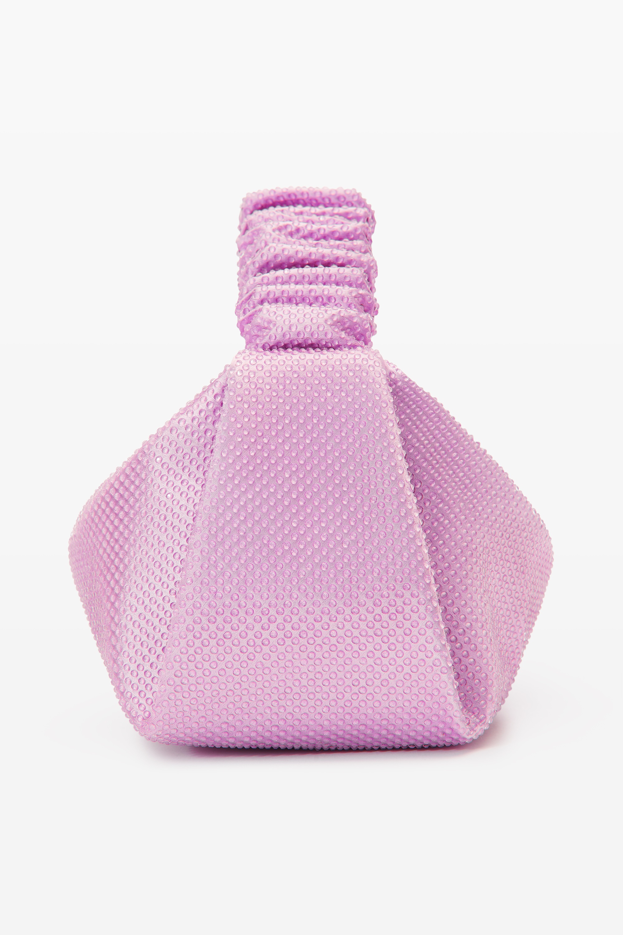 SCRUNCHIE MINI BAG IN SATIN WITH CLEAR BEADS - 4