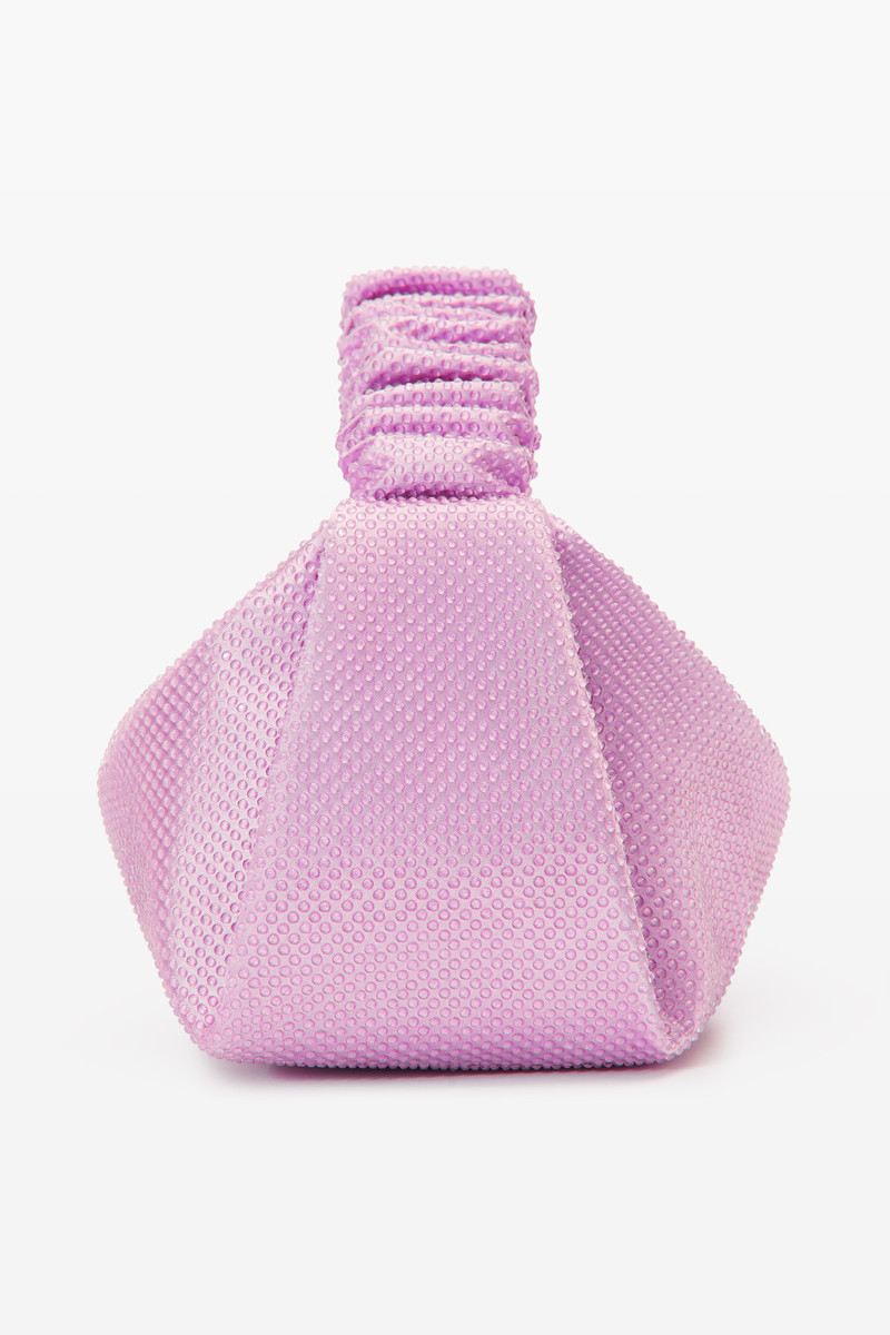 SCRUNCHIE MINI BAG IN SATIN WITH CLEAR BEADS 4