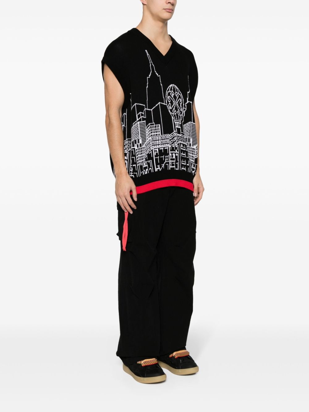 intarsia-knit sleeveless jumper - 3