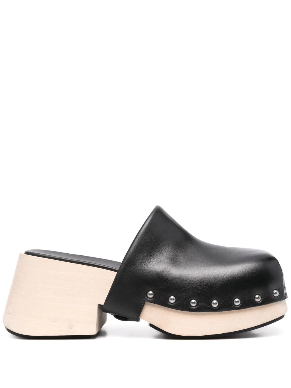 square-toe leather mules - 1