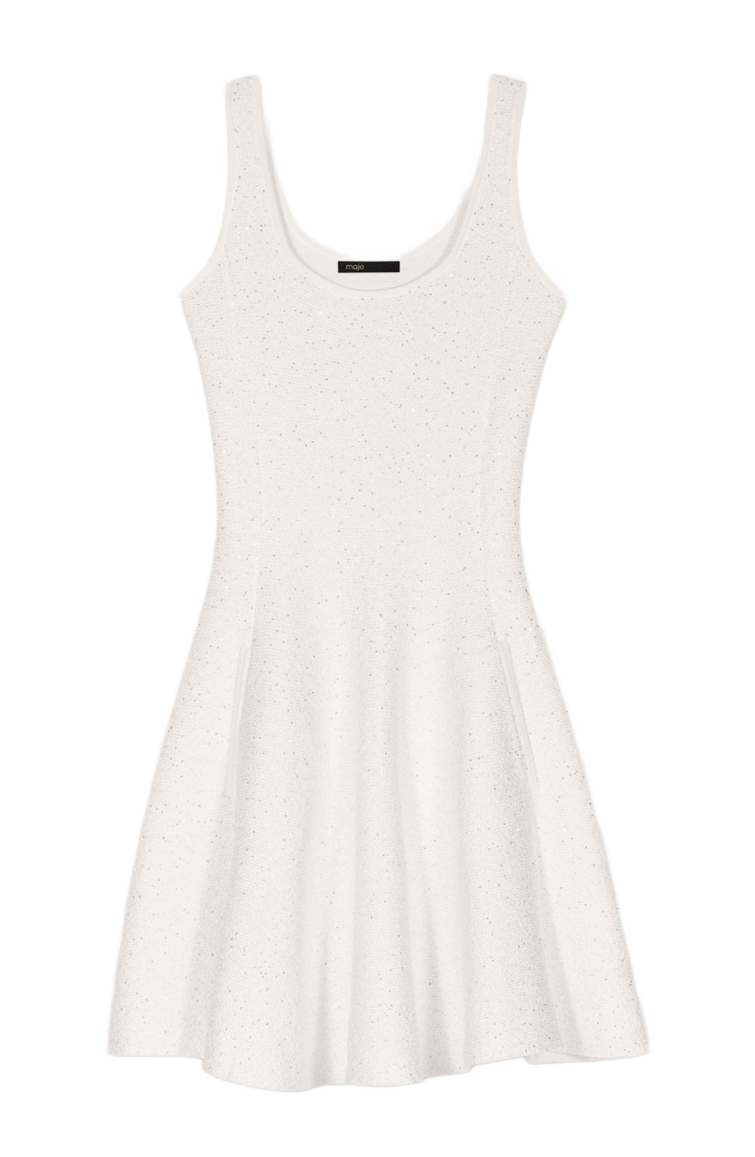 maje Sequin knit short dress in White at Nordstrom - 7