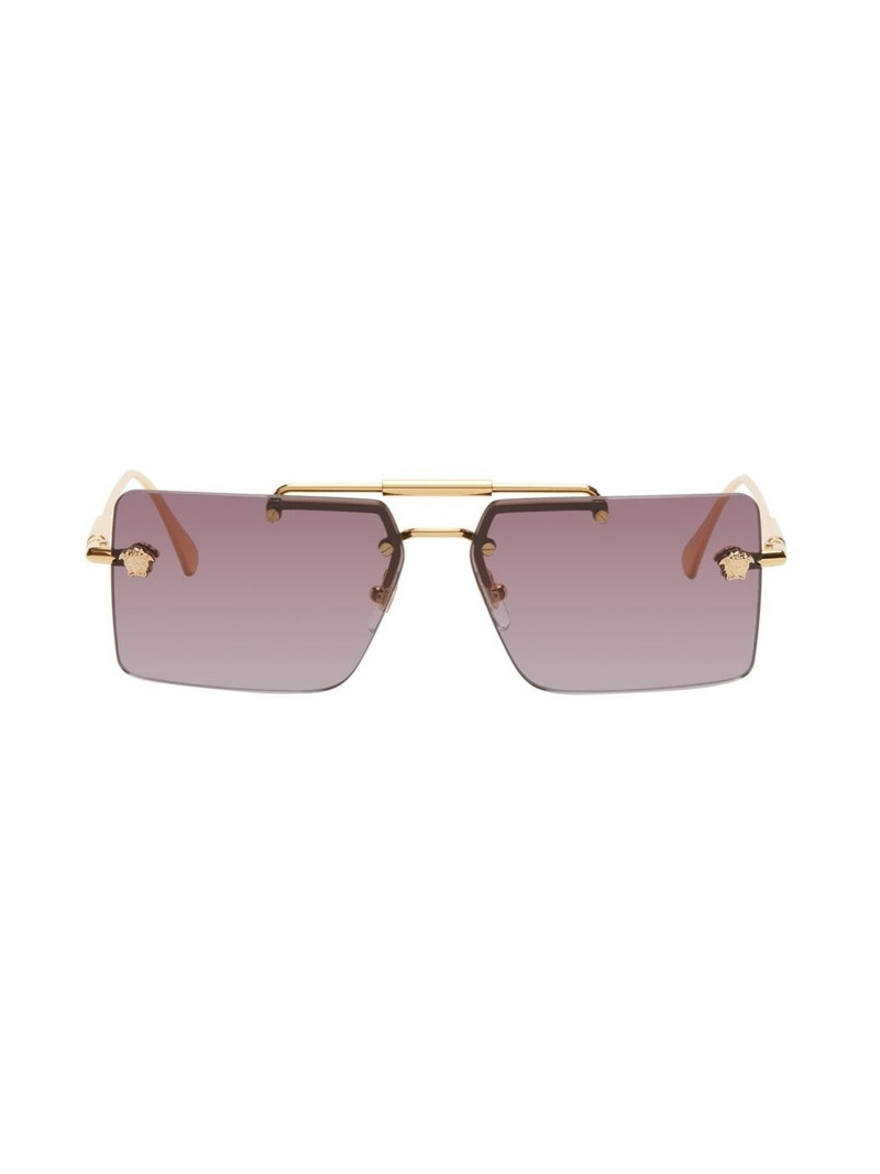 Gold Rectangular Sunglasses - 1