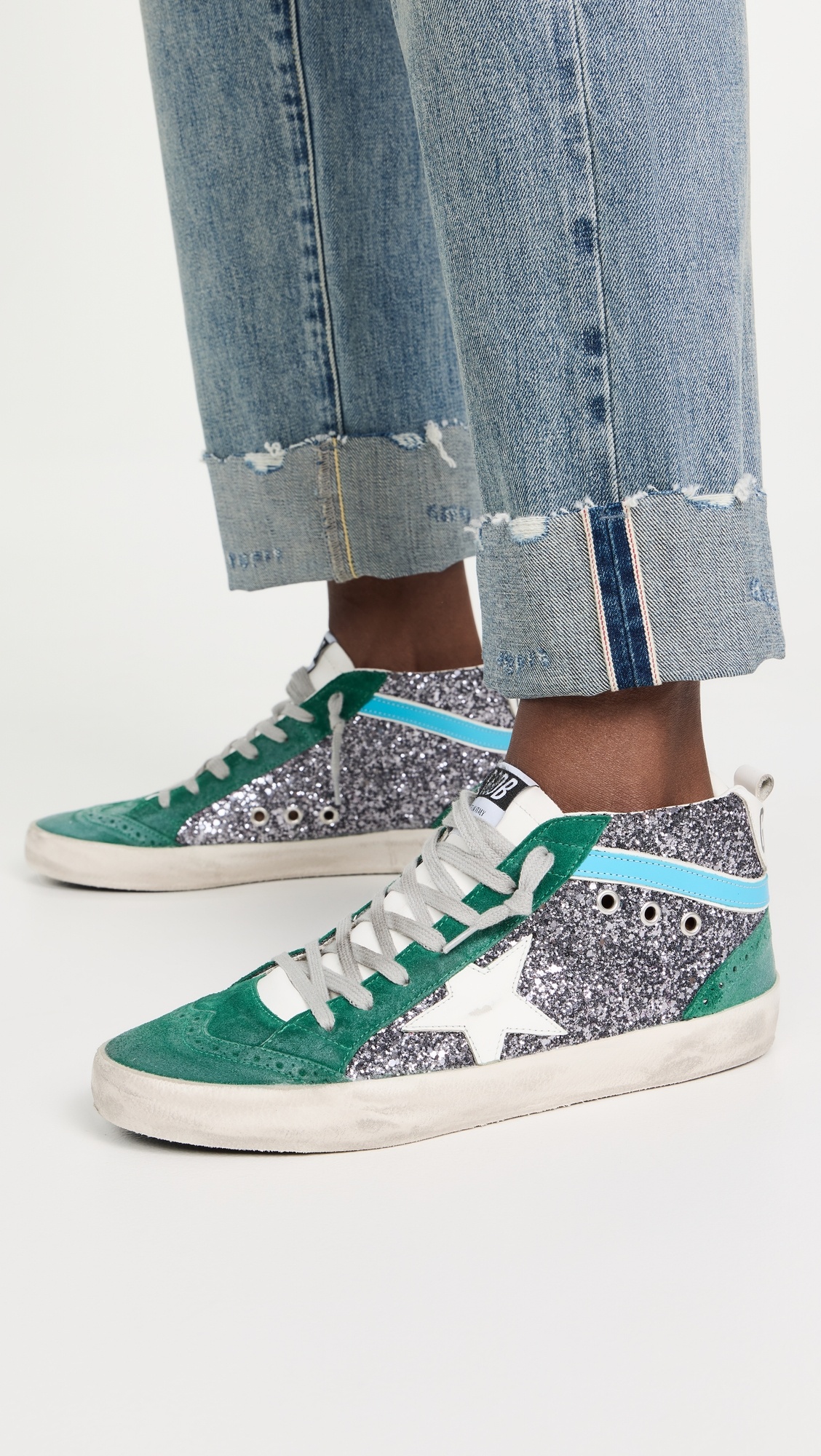 Mid Star Glitter Upper Suede Wave Sneakers - 2