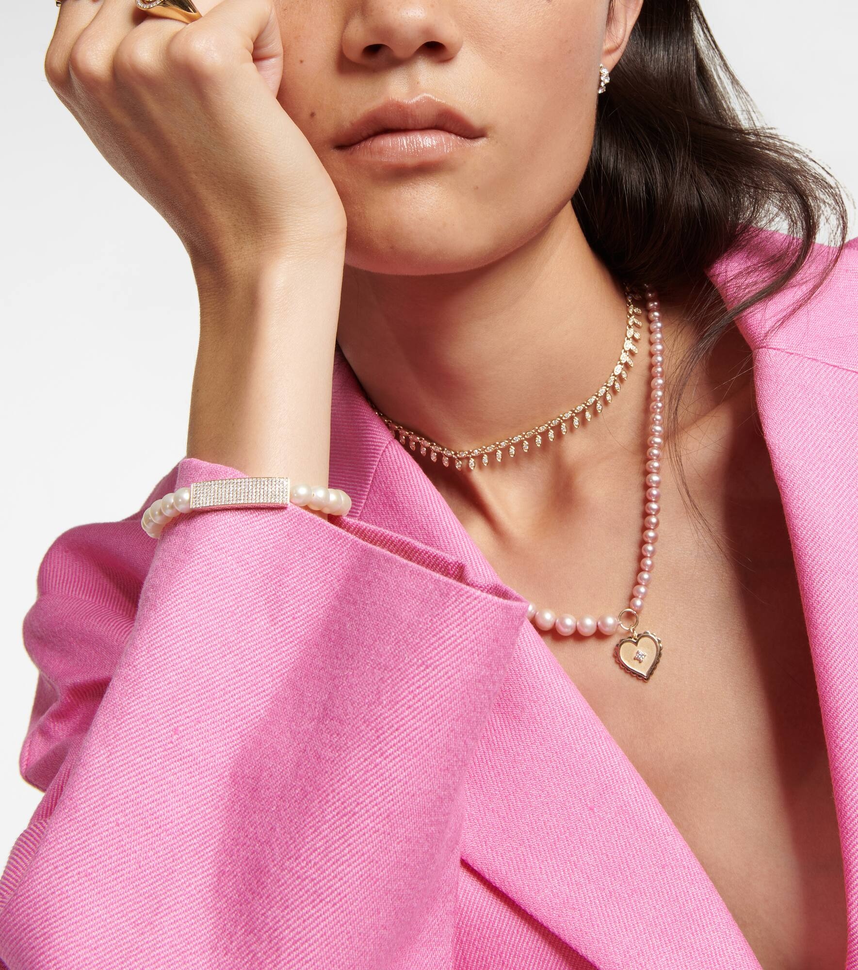 14kt gold necklace with pearls - 5