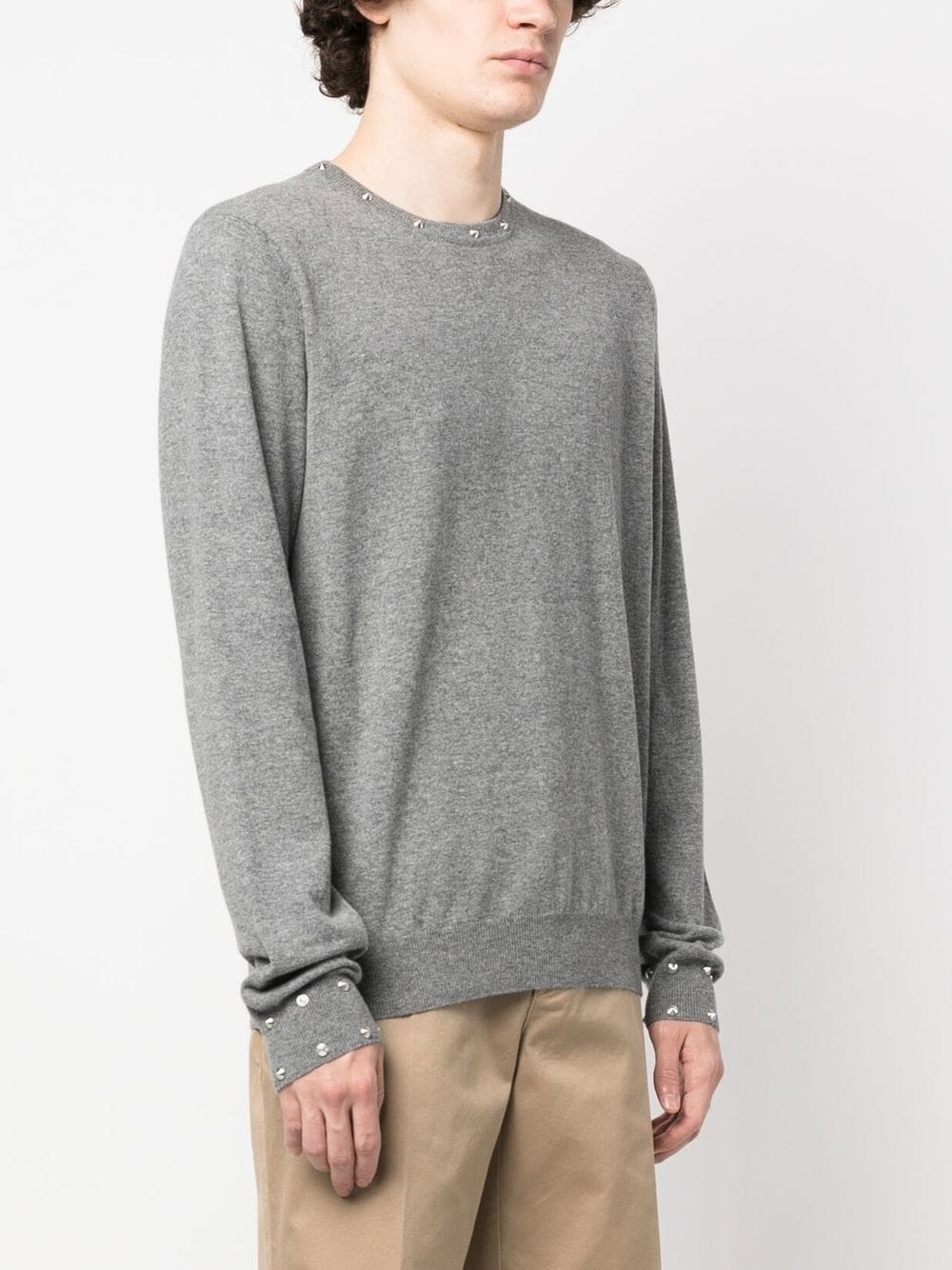 studded crew-neck jumper - 3