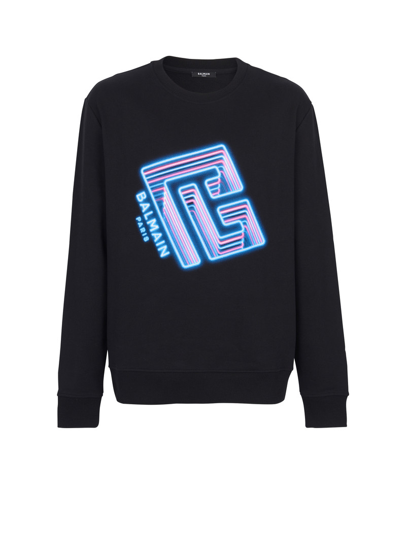 Sweatshirt with neon printed labyrinth logo 1