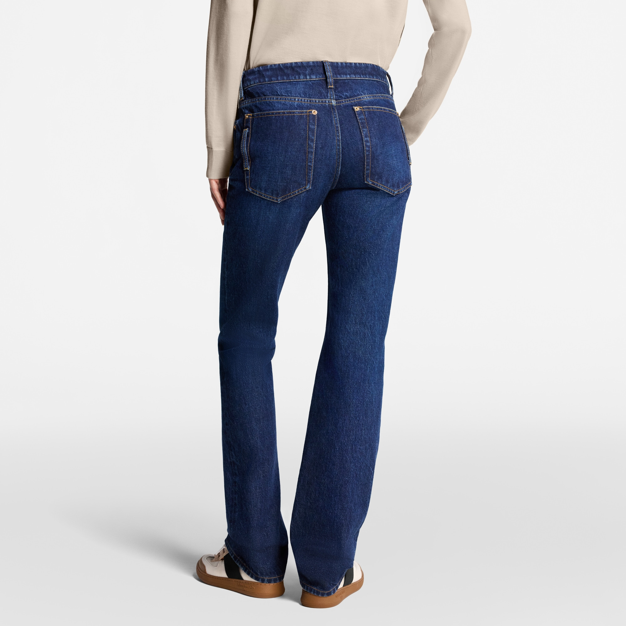 Straight-Cut Washed Denim Jeans - 7