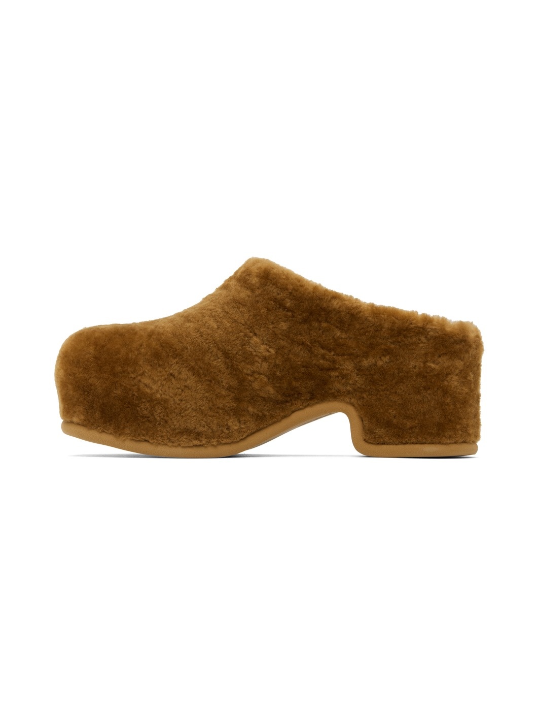 Tan Shearling Clogs - 3