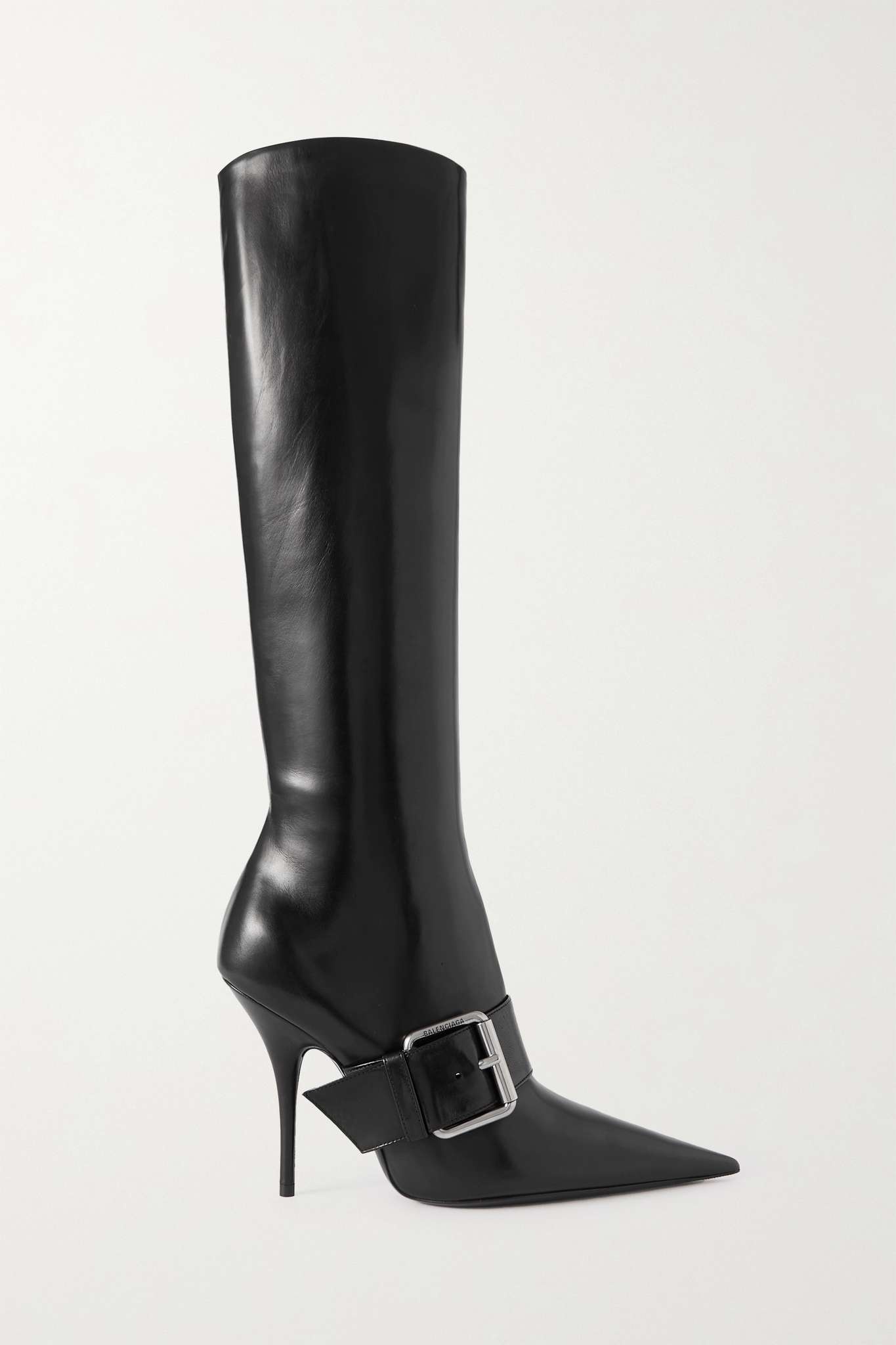 Knife buckled leather knee boots - 1