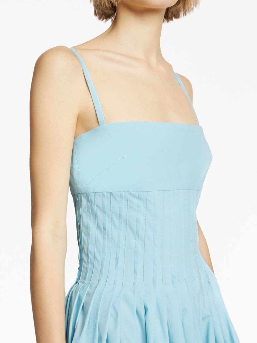 bustier-style cotton-blend dress - 5