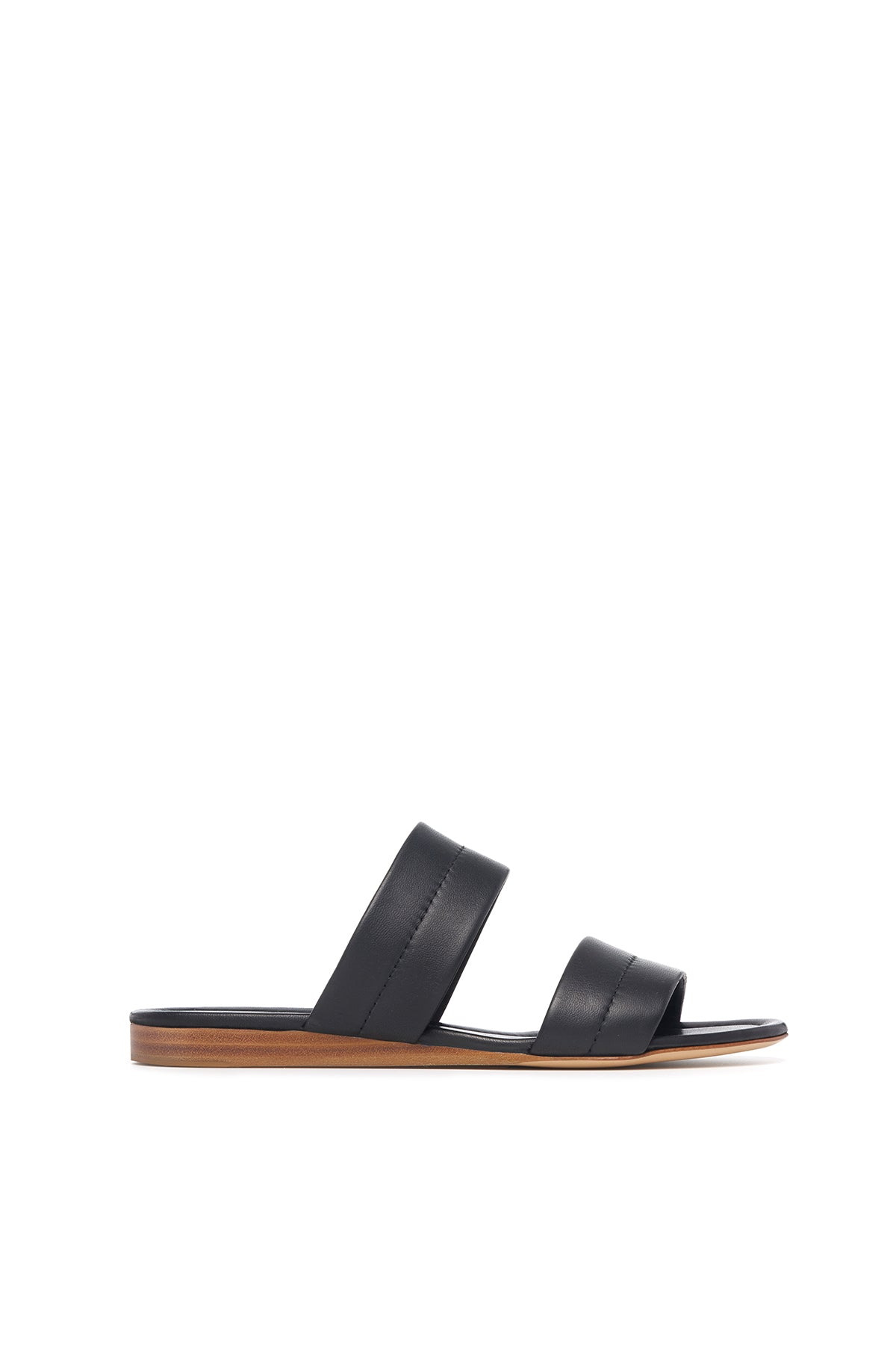 Lora Flat Sandal in Black Nappa Leather - 1