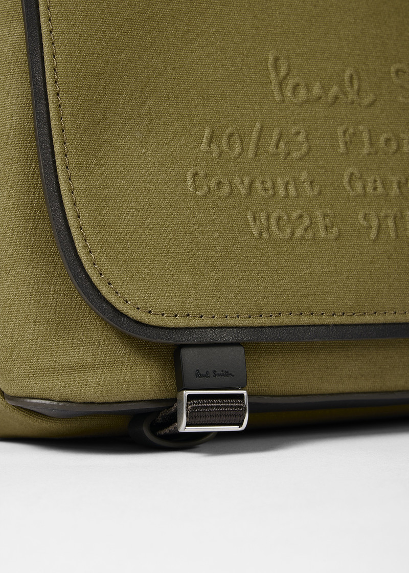 Khaki 'Floral Street' Cotton Canvas Messenger Bag 8