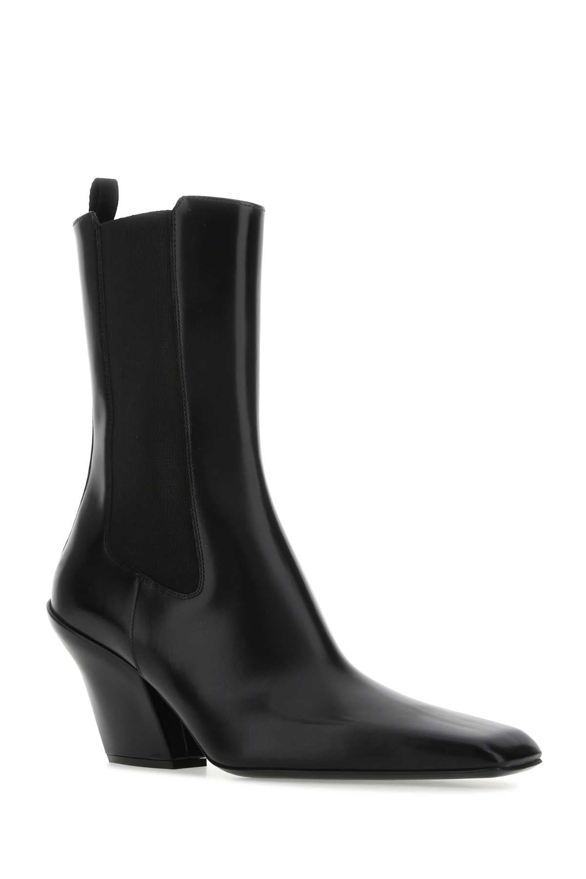 Prada Women Black Leather Ankle Boots - 2