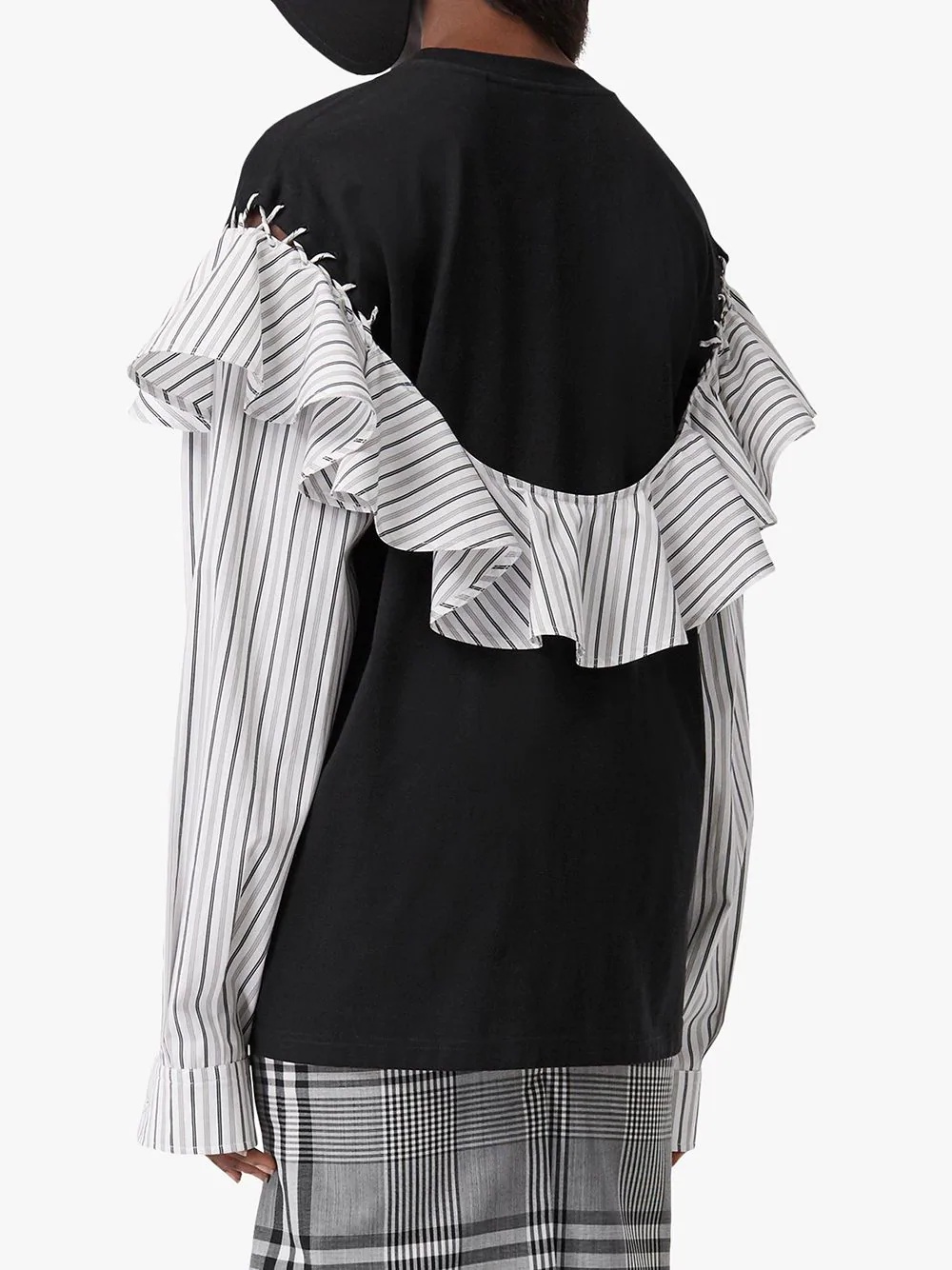 contrast sleeve ruffle jumper - 4